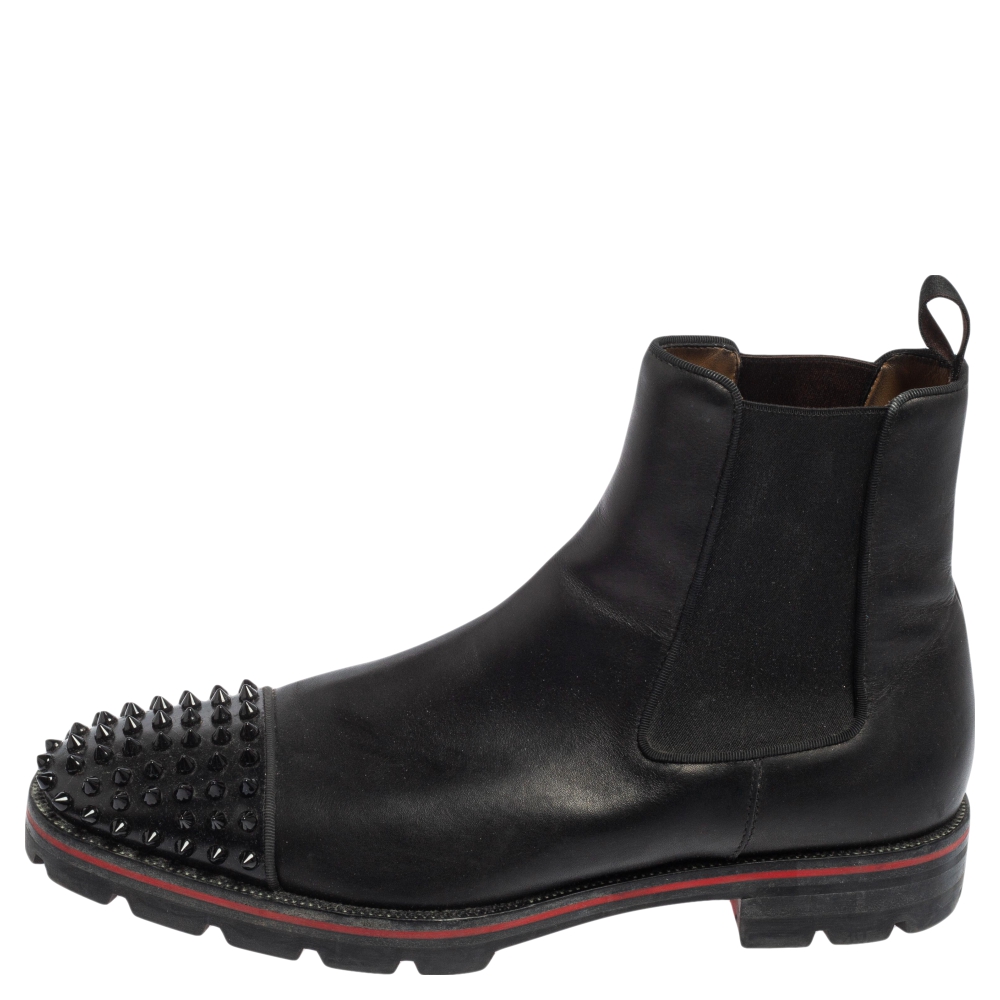 

Christian Louboutin Black Leather Melon Spikes Ankle Boots Size