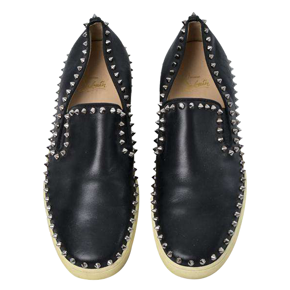 

Christian Louboutin Black Leather Studs Studded Loafers Size EU
