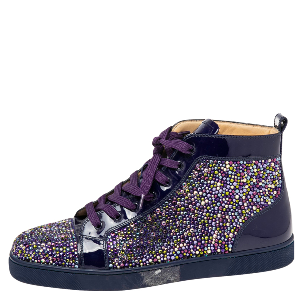 

Christian Louboutin Purple Patent Leather Louis Strass High Top Sneakers Size