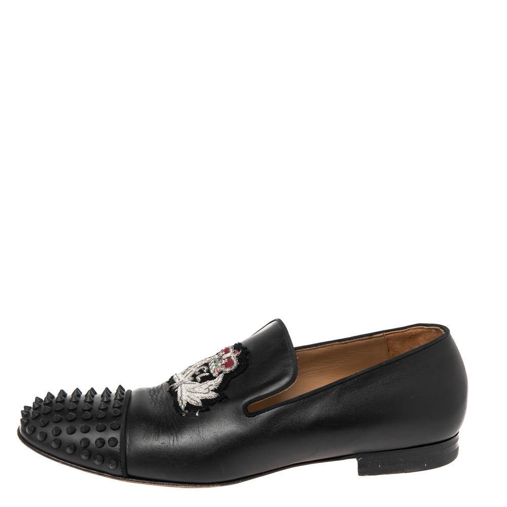 

Christian Louboutin Black Leather Forever Spike Loafers Size