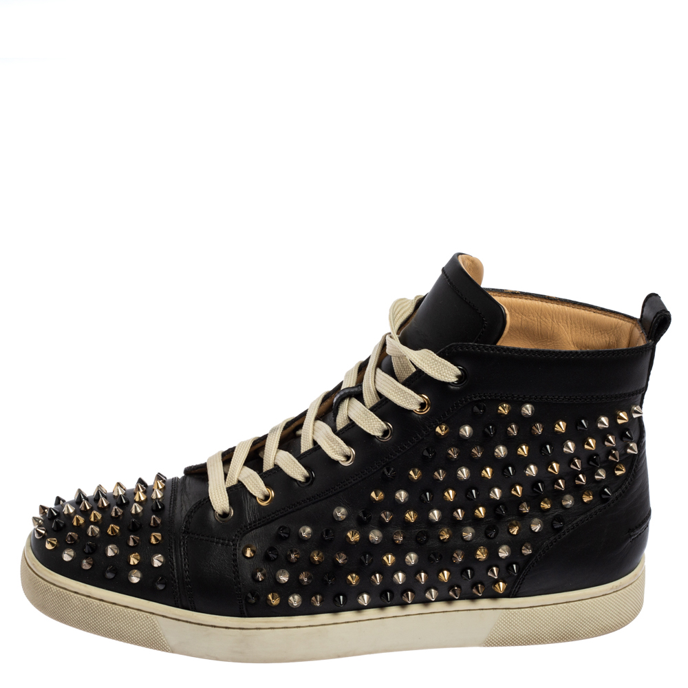 

Christian Louboutin Black Leather Louis Orlato Spike Sneakers Size