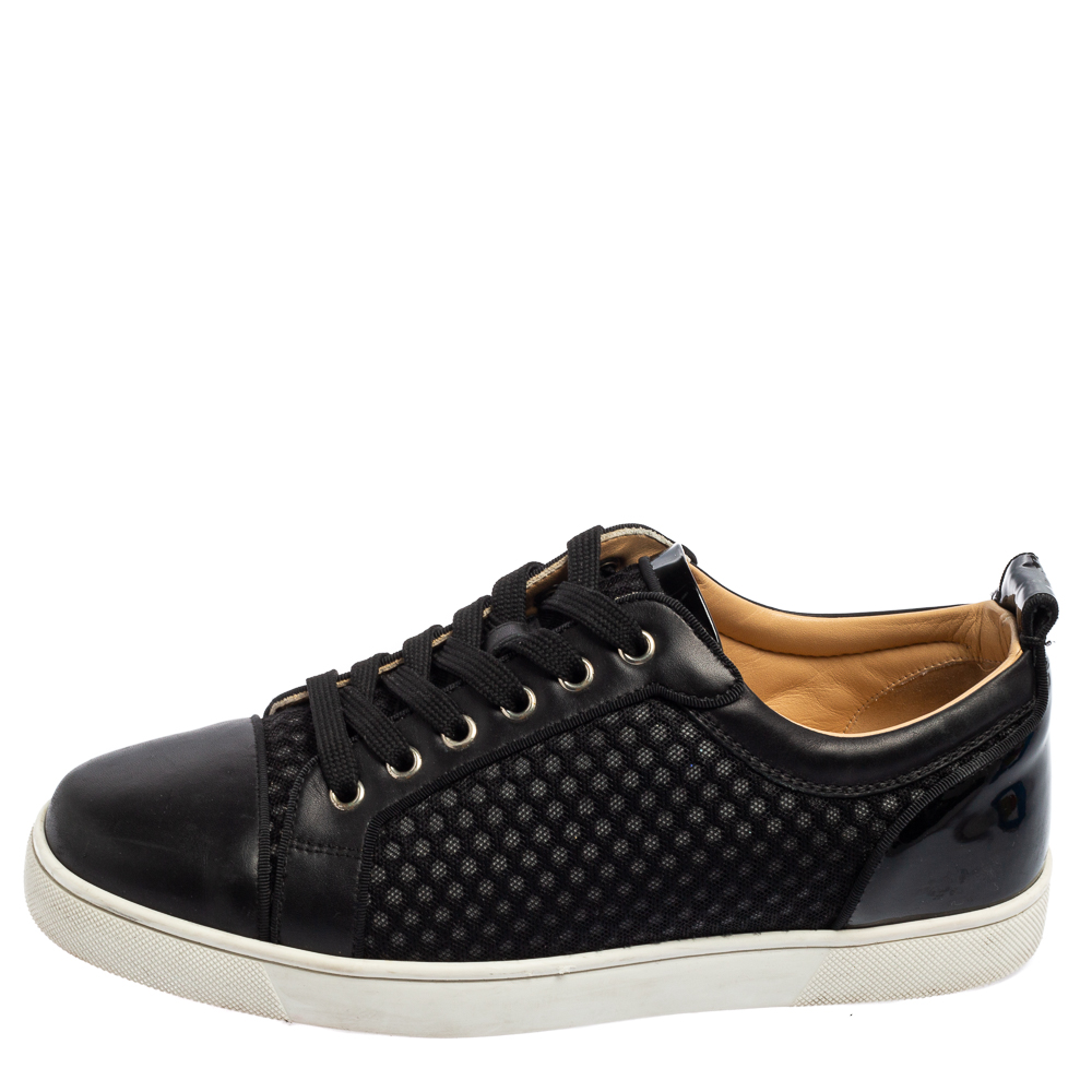 

Christian Louboutin Black Mesh and Leather Low-Top Sneakers Size