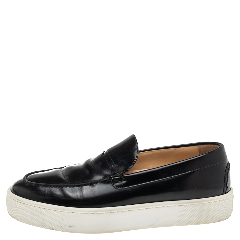 

Christian Louboutin Black Patent Leather Slip On Sneakers Size