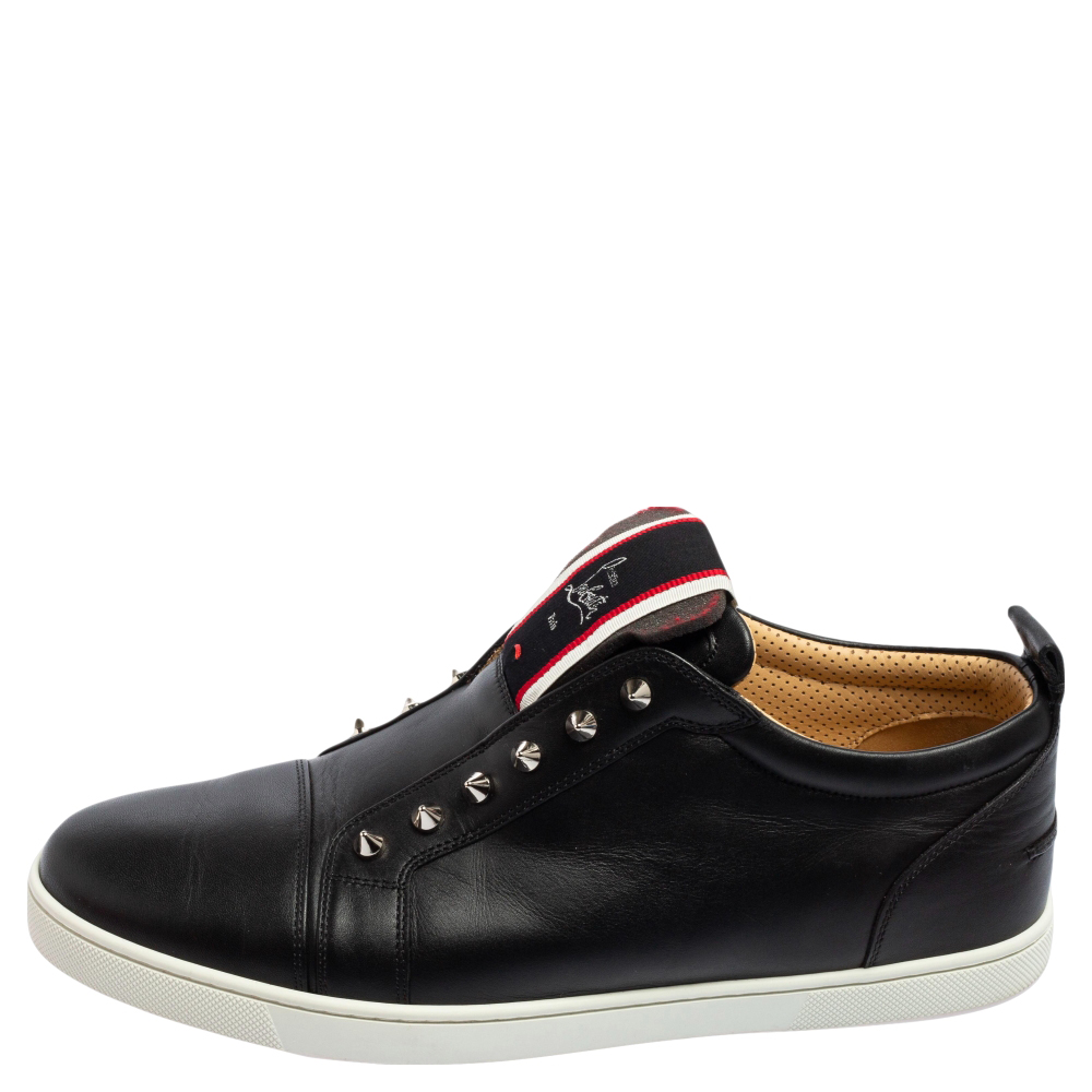 

Christian Louboutin Black Leather F.A.V Slip-On Sneakers Size