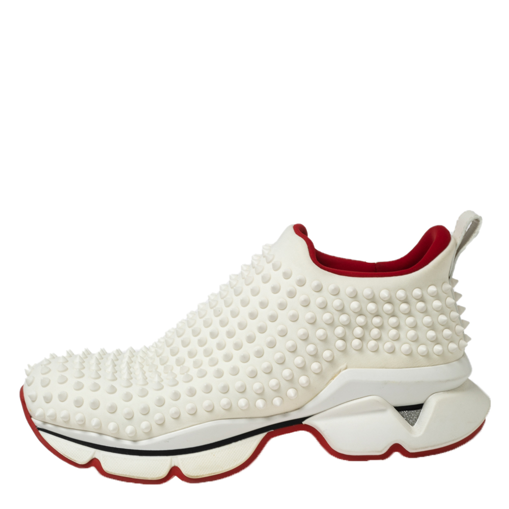 

Christian Louboutin White Neoprene Spike Sock Sneakers Size