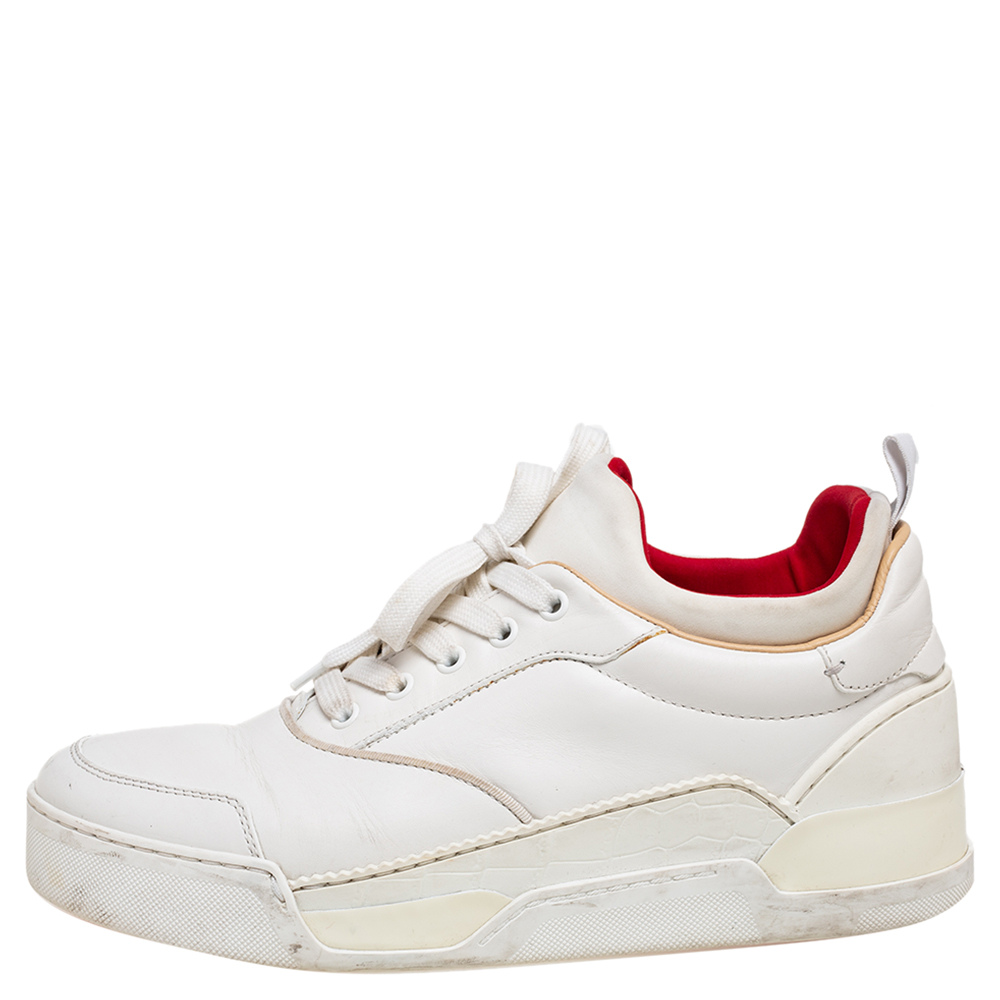 

Christian Louboutin White Leather And Fabrice Low Top Sneakers Size