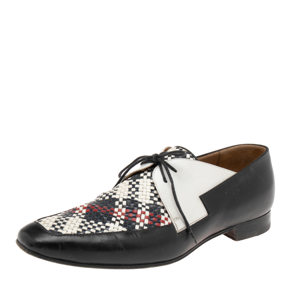Pre-owned Christian Louboutin Multicolor Woven Leather Greggo Lace Up Oxfords Size 41