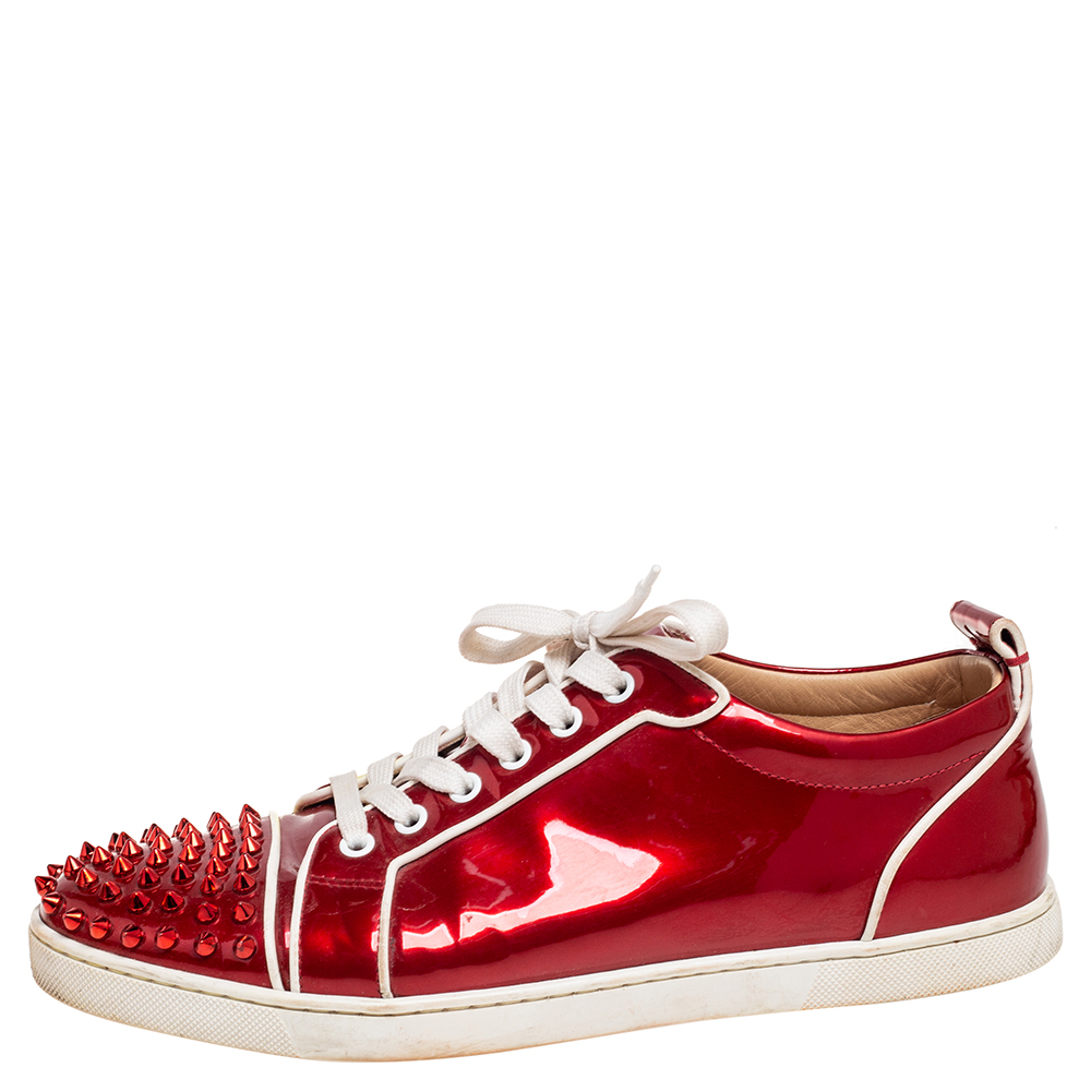 

Christian Louboutin Red Patent Leather Louis Junior Spikes Sneakers Size