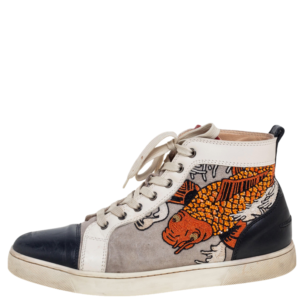 

Christian Louboutin Multicolor Leather And Suede Rantus Orlato High Top Sneakers Size