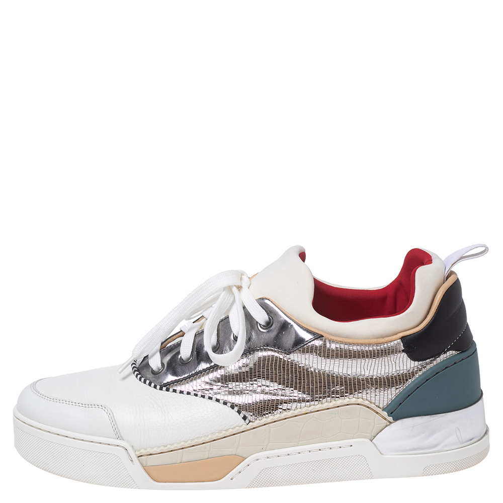 

Christian Louboutin Multicolor Leather And Fabric Low Top Sneakers Size