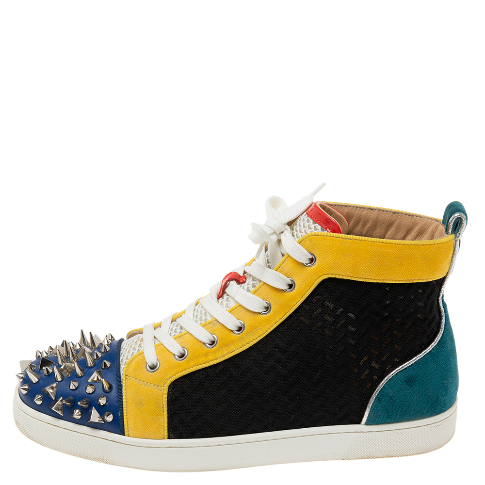 

Christian Louboutin Multicolor Velvet, Leather and Lace Lou Pik Pik Orlato High Top Sneakers Size