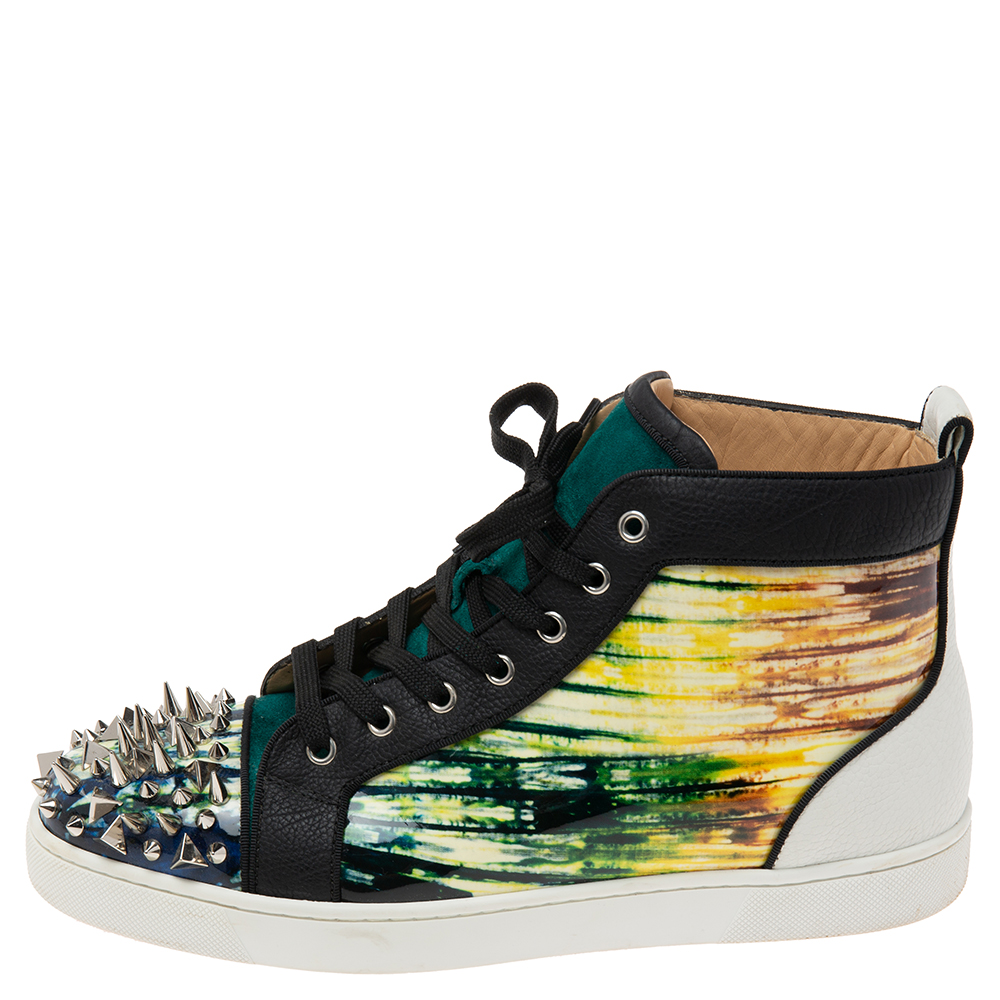 

Christian Louboutin Multicolor Printed Patent and Leather Lou Pik Pik Orlato High Top Sneakers Size