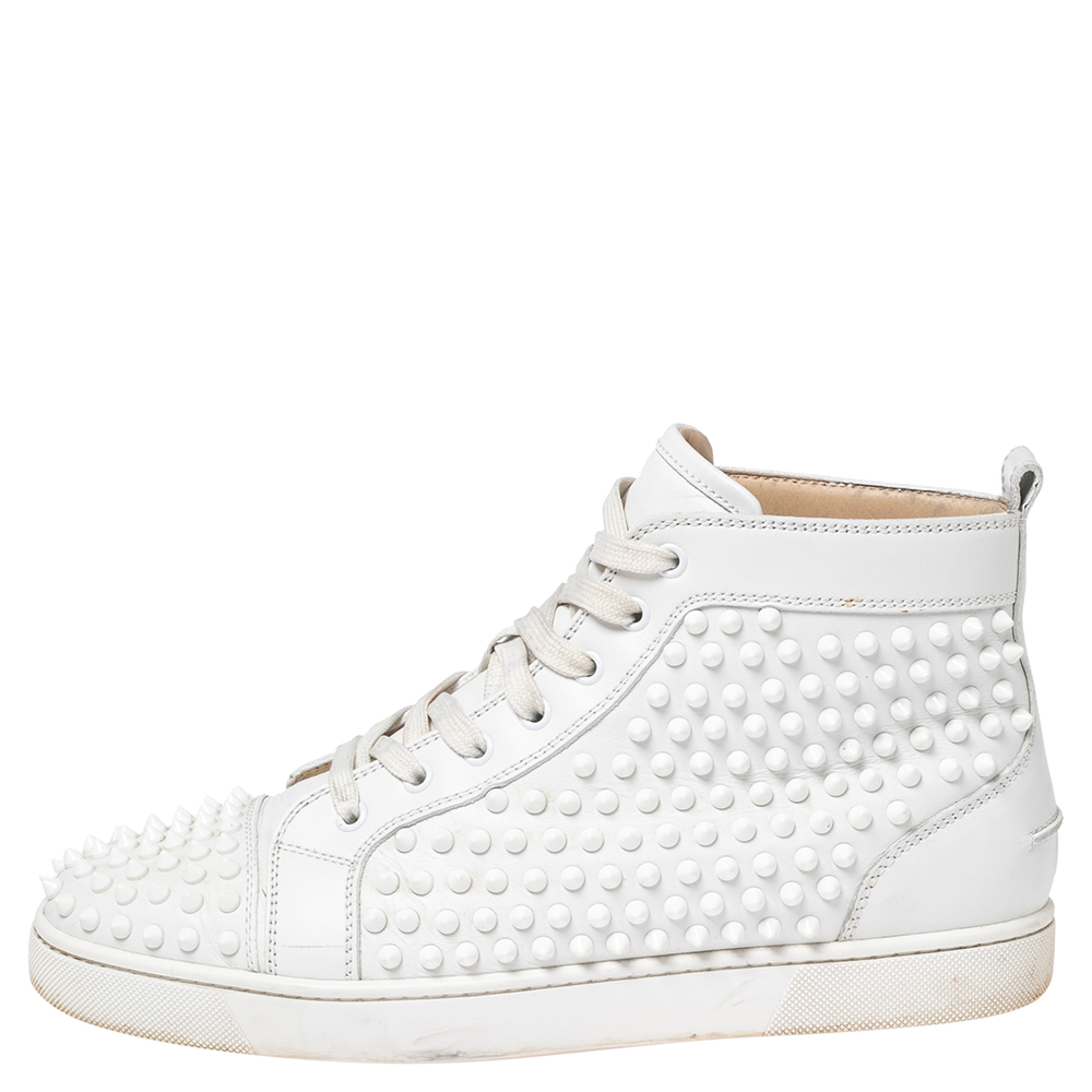 

Christian Louboutin White Leather Louis Spikes High-Top Sneakers Size
