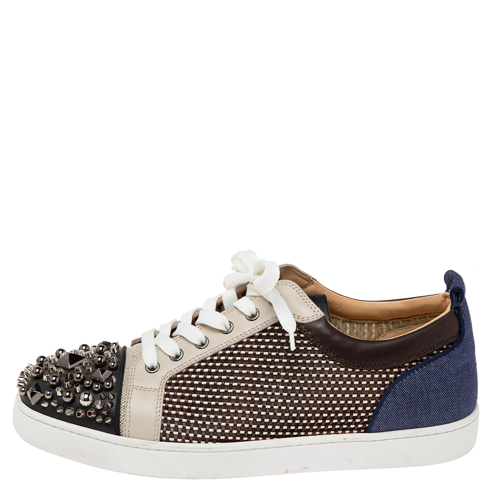 

Christian Louboutin Tricolor Leather and Canvas Spikes Orlato Sneakers Size, Multicolor