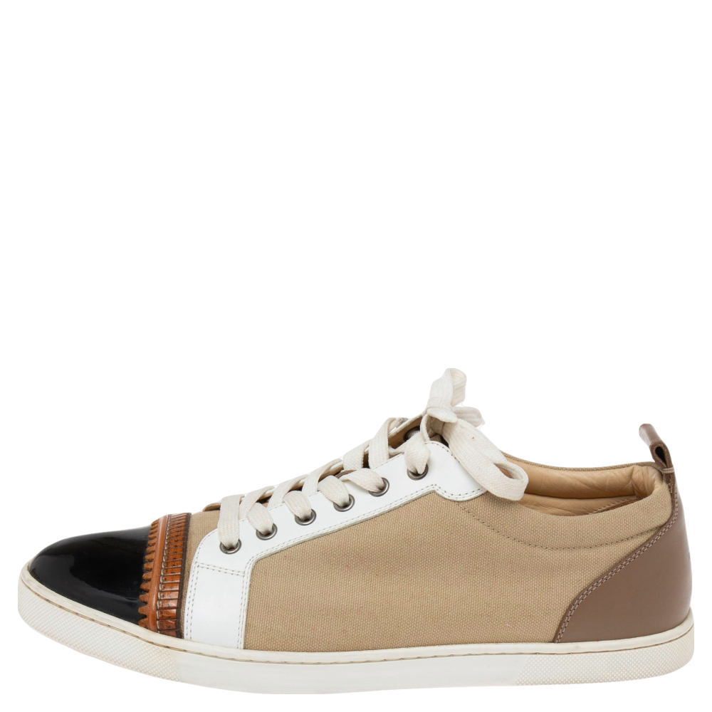 

Christian Louboutin Multicolor Canvas And Leather Low Top Sneakers Size