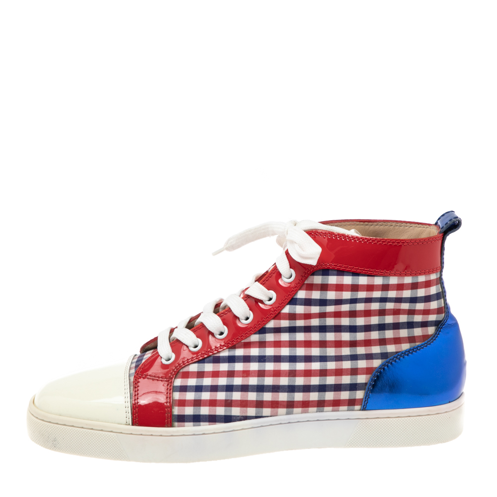 

Christian Louboutin Multicolor Patent Leather And Fabric High Top Sneakers Size