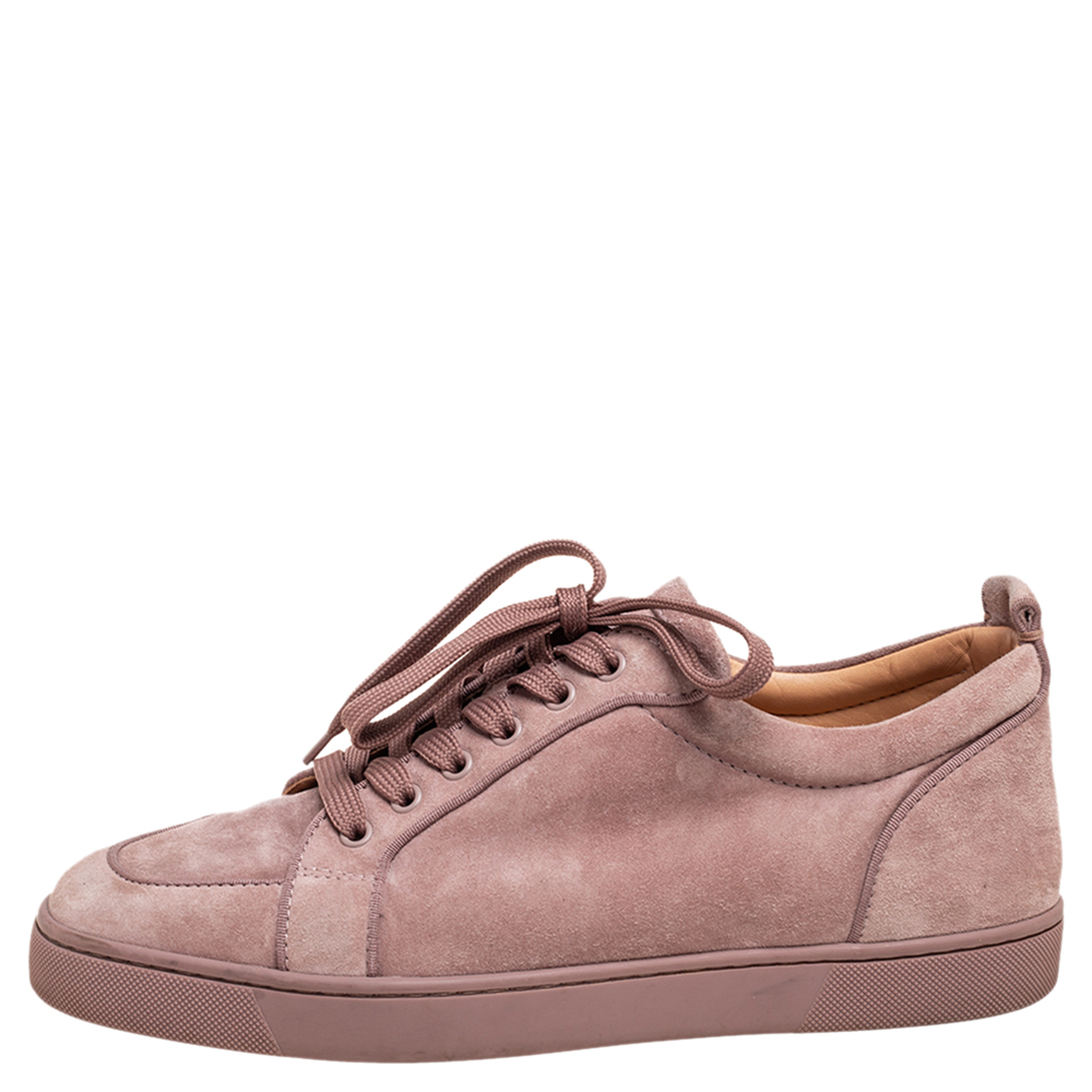 

Christian Louboutin Dusty Pink Suede Rantulow Low-Top Sneakers Size