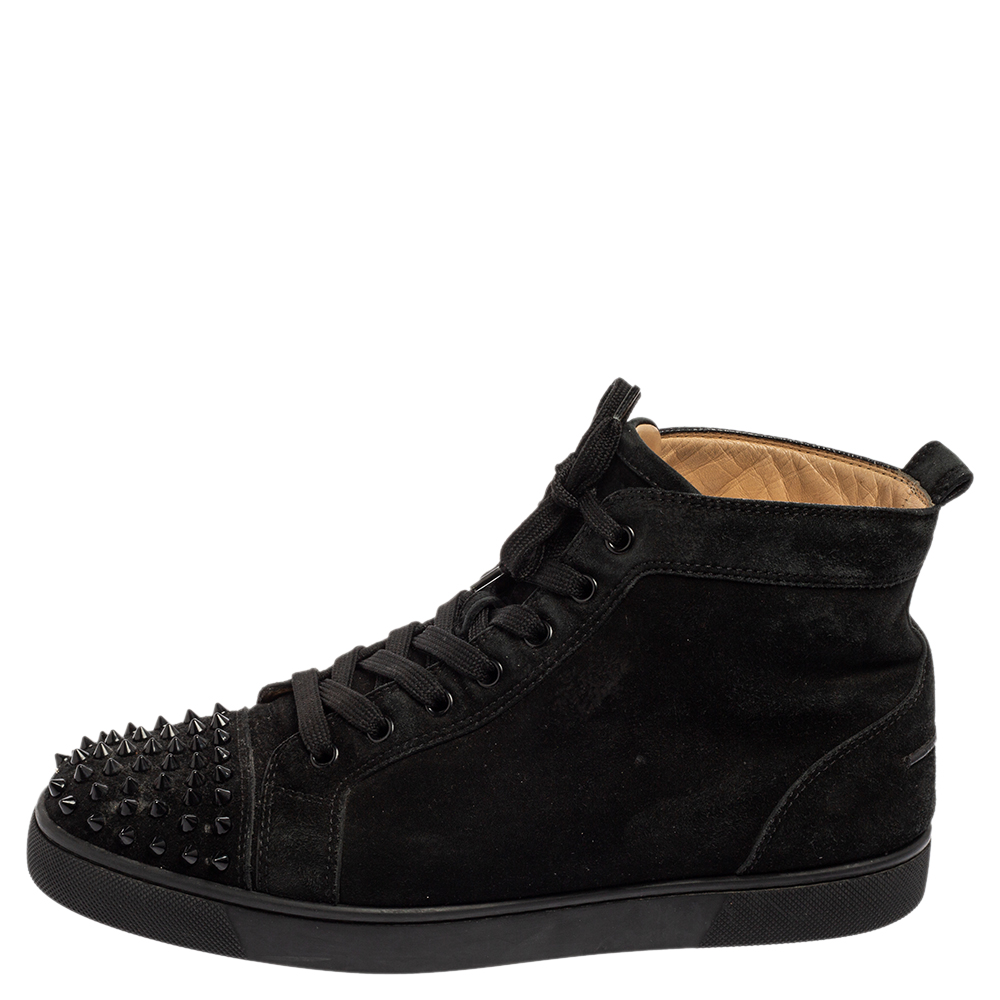 

Christian Louboutin Black Suede Lou Spikes High Top Sneakers Size