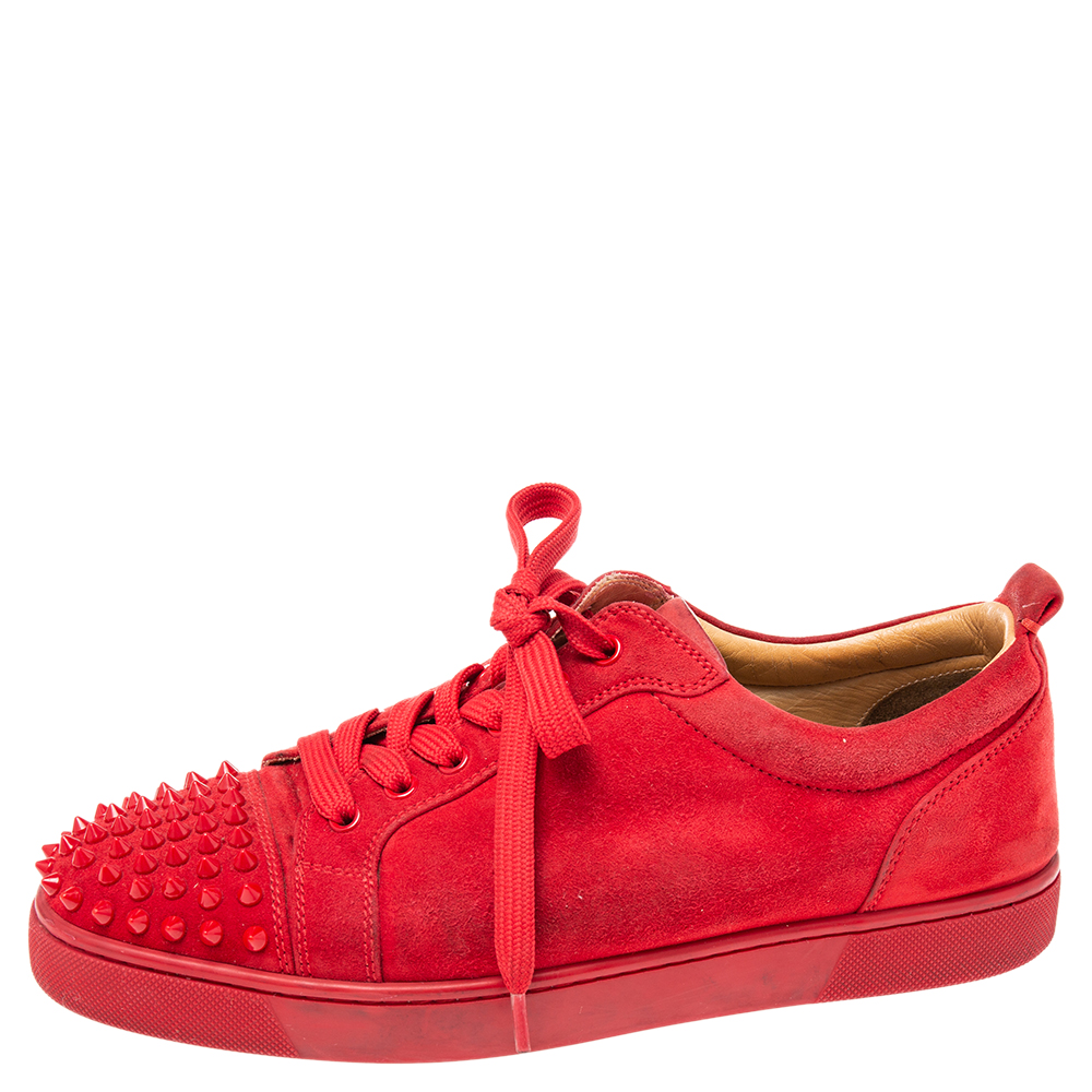 

Christian Louboutin Red Suede Louis Junior Spikes Low Top Sneakers Size