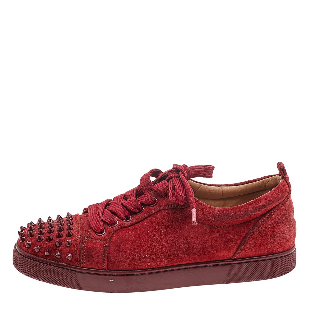 

Christian Louboutin Red Suede Louis Junior Spikes Low Top Sneakers Size