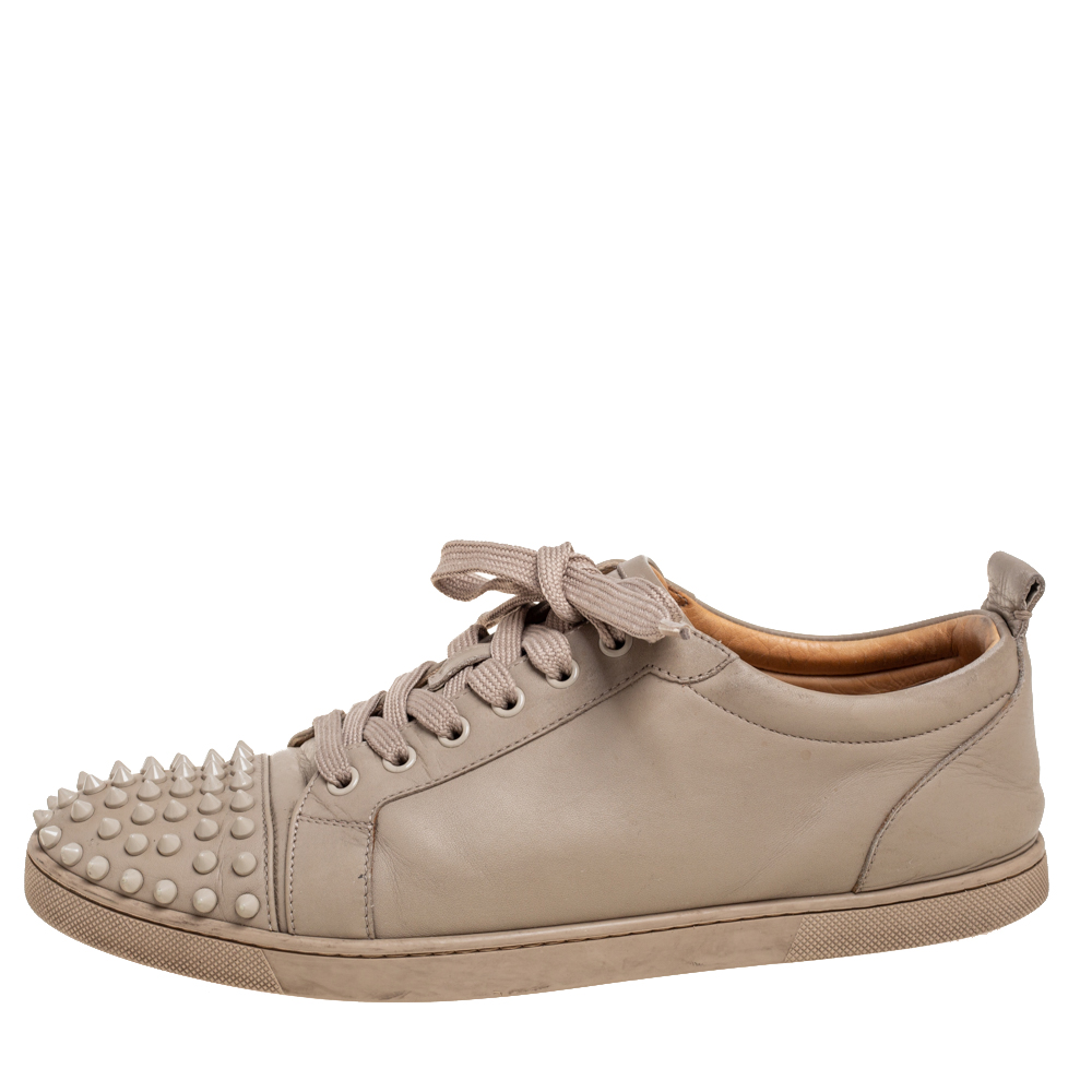 

Christian Louboutin Beige Leather Junior Spikes Sneakers Size