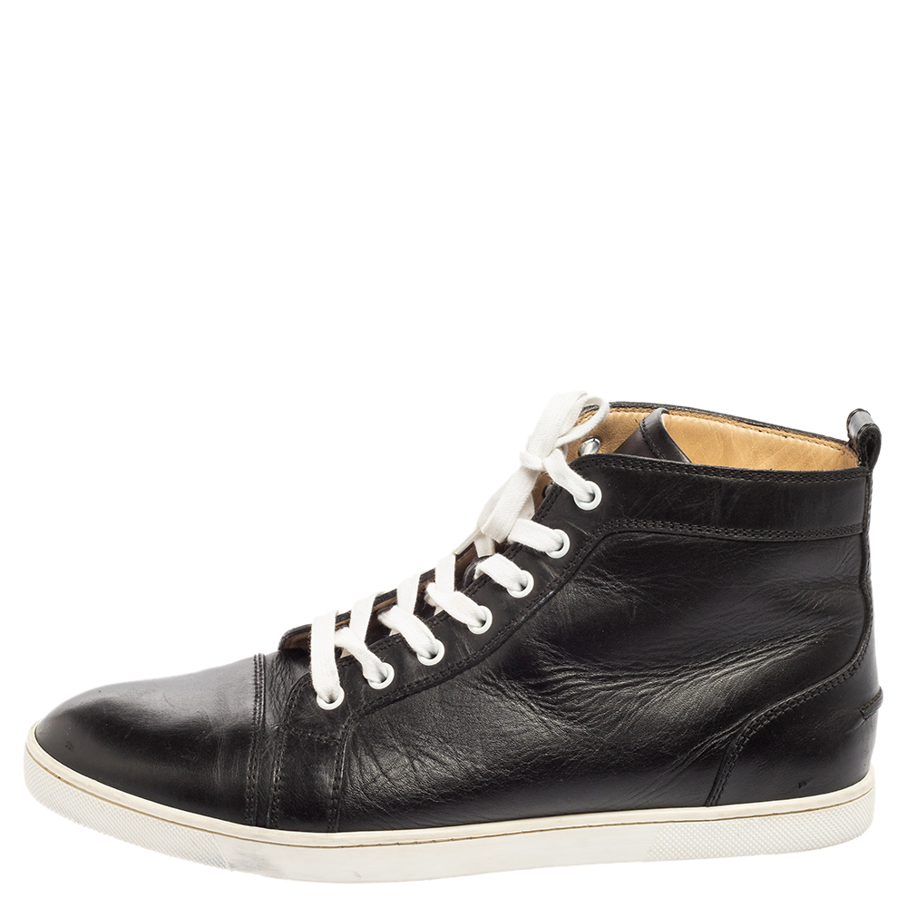 

Christian Louboutin Black Leather Louis Flat High Top Sneakers Size