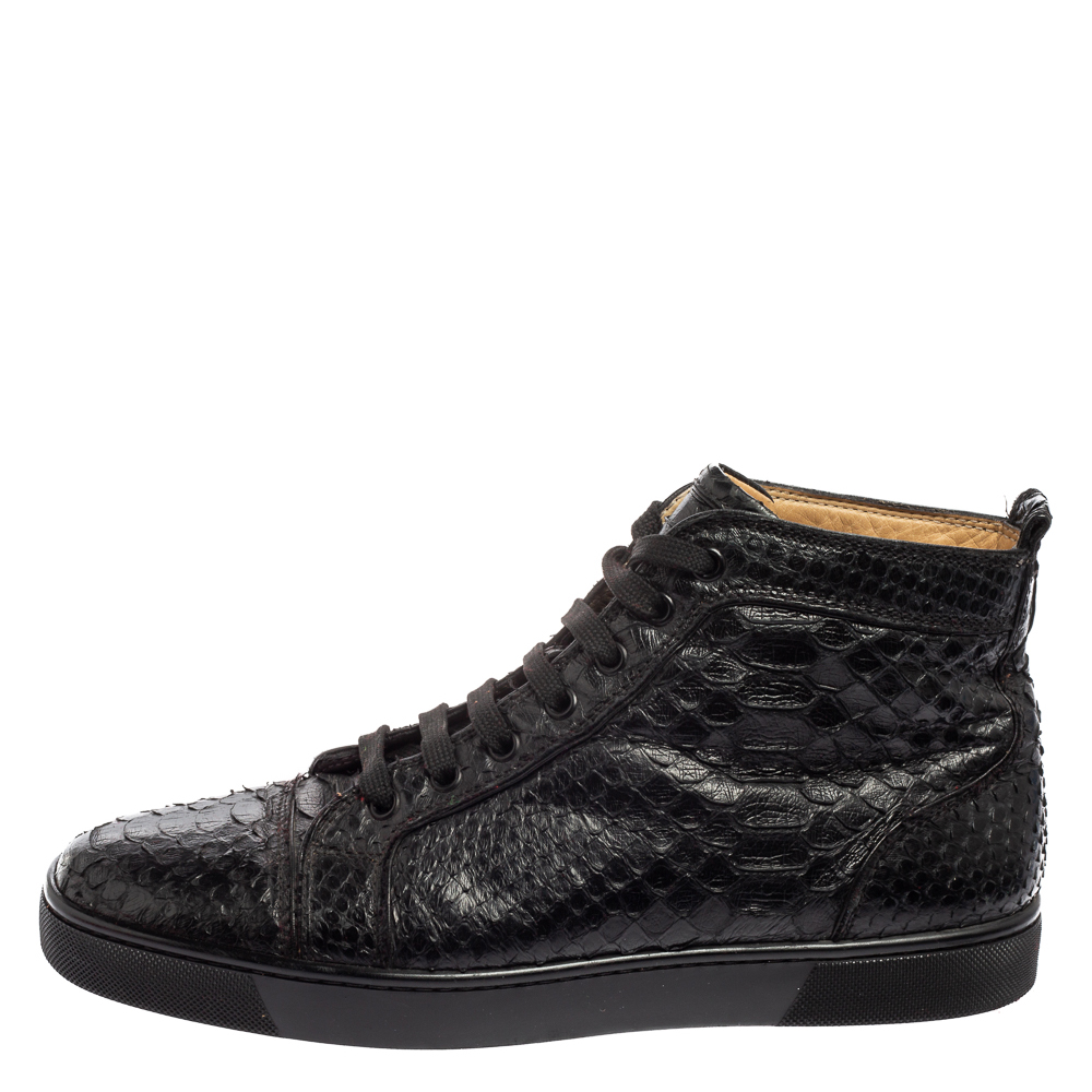 

Christian Louboutin Black Python Leather Rantus Orlato High-Top Sneakers Size