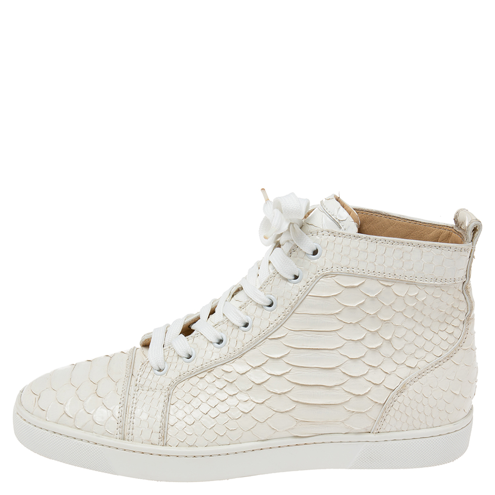 

Christian Louboutin White Python Leather Rantus Orlato High-Top Sneakers Size