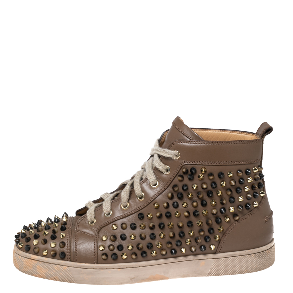 

Christian Louboutin Brown Leather Louis Orlato Spike High-Top Sneakers Size