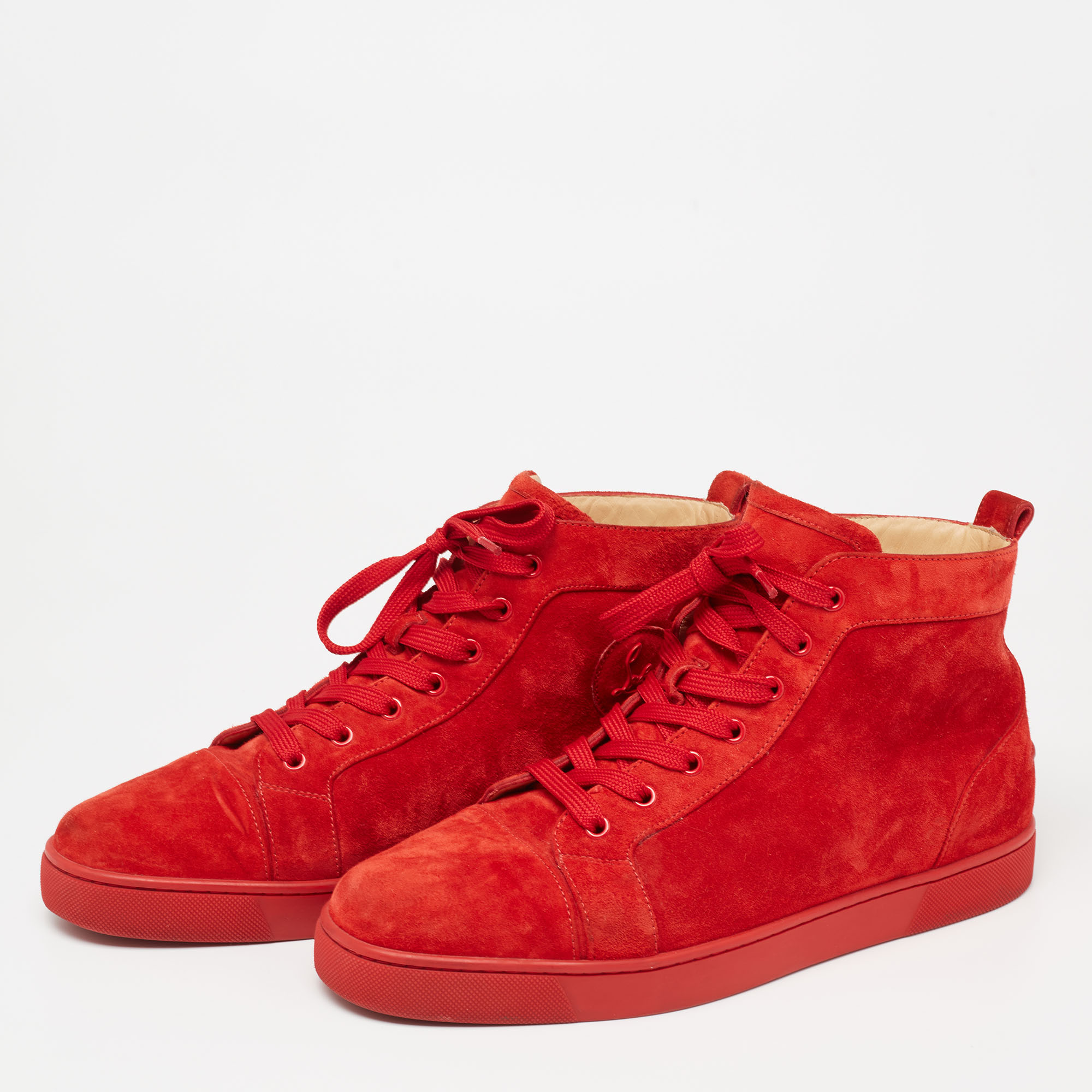 

Christian Louboutin Red Suede Orlato High Top Sneakers Size