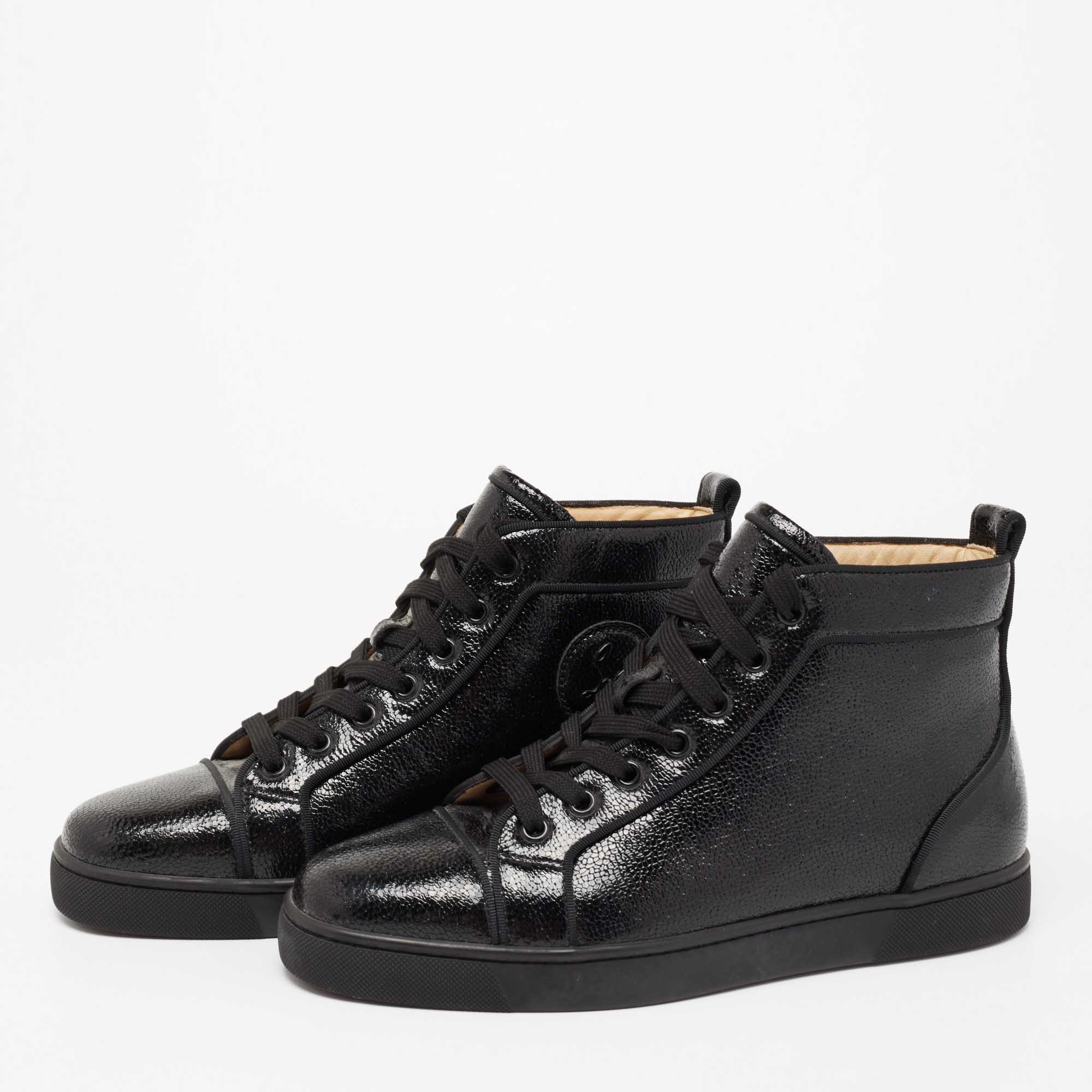 

Christian Louboutin Black Leather High Top Sneakers Size
