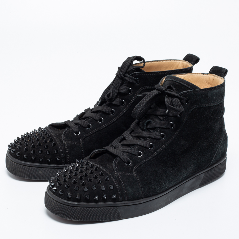 

Christian Louboutin Black Suede Louis Junior Spikes High Top Sneakers Size