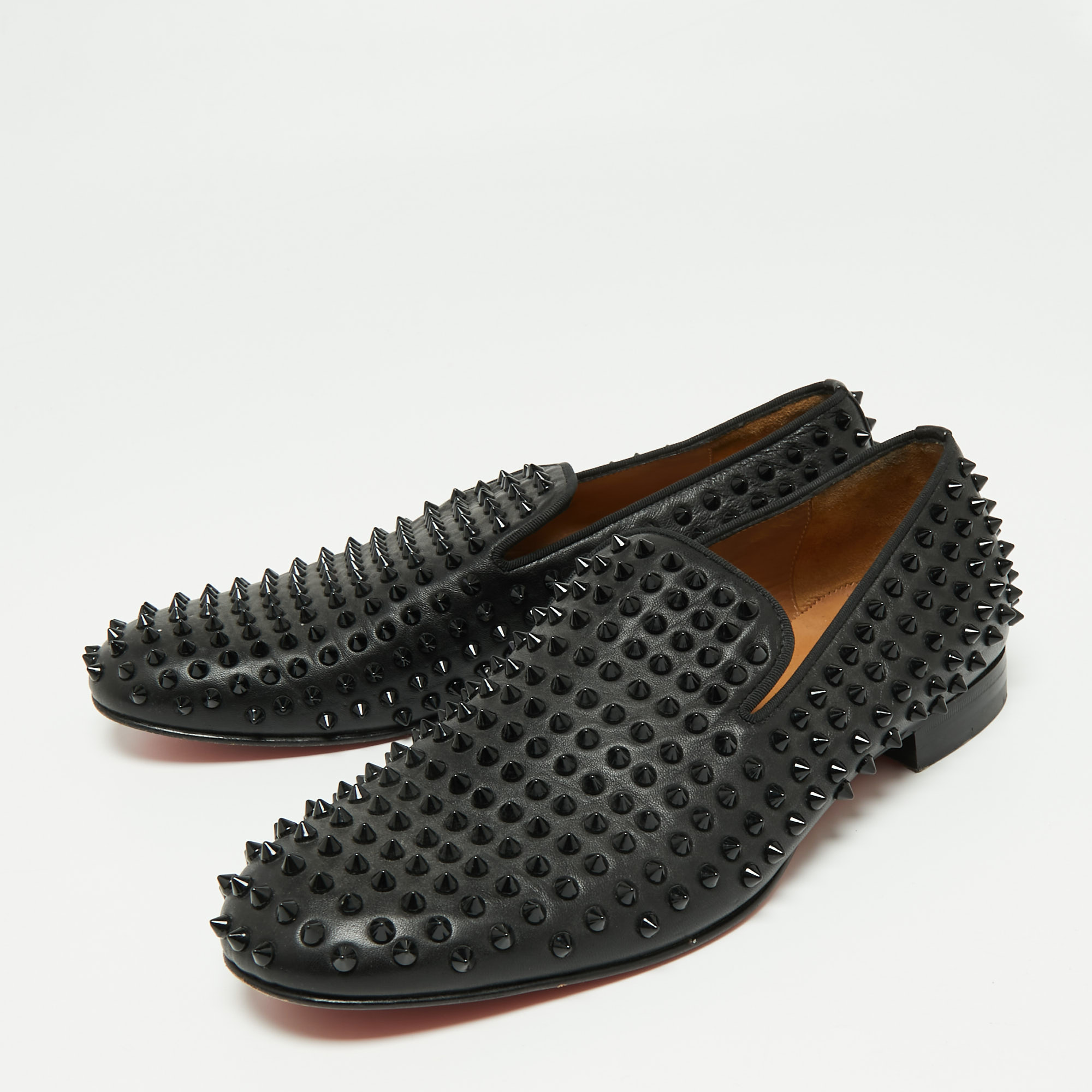 

Christian Louboutin Black Leather Rollerboy Spikes Loafers