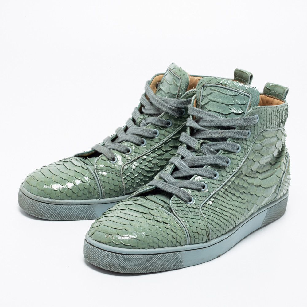 

Christian Louboutin Mint Green Python Leather Louis High-Top Sneakers Size