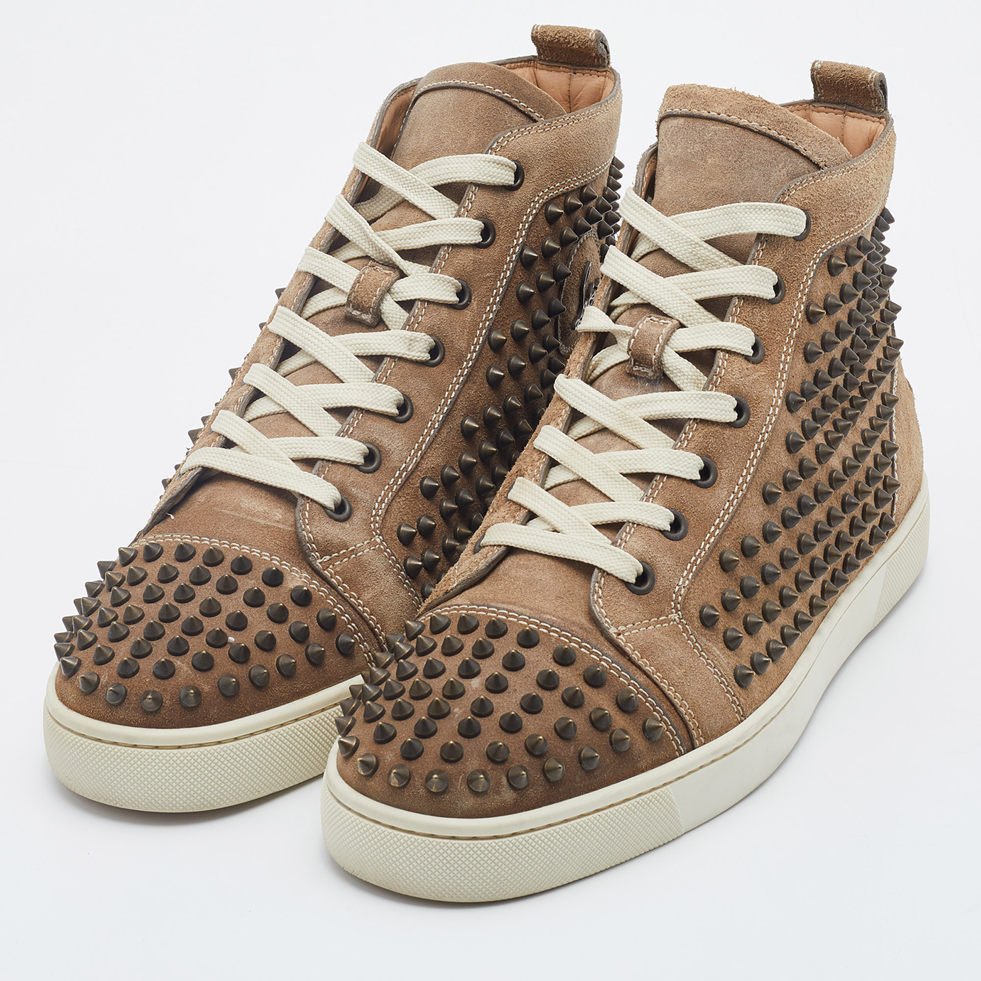 

Christian Louboutin Beige Suede Louis Spikes High Top Sneakers Size