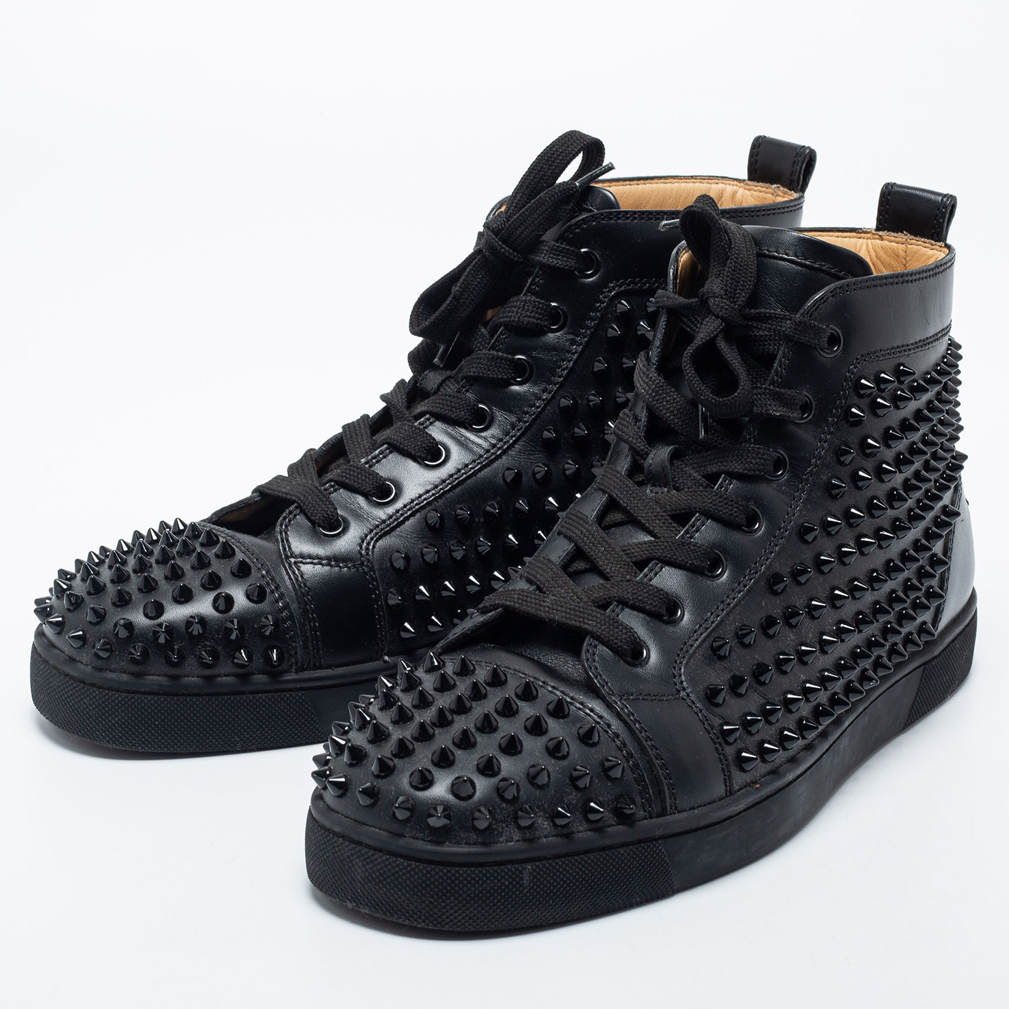 

Christian Louboutin Black Leather Louis High Top Sneakers Size .5