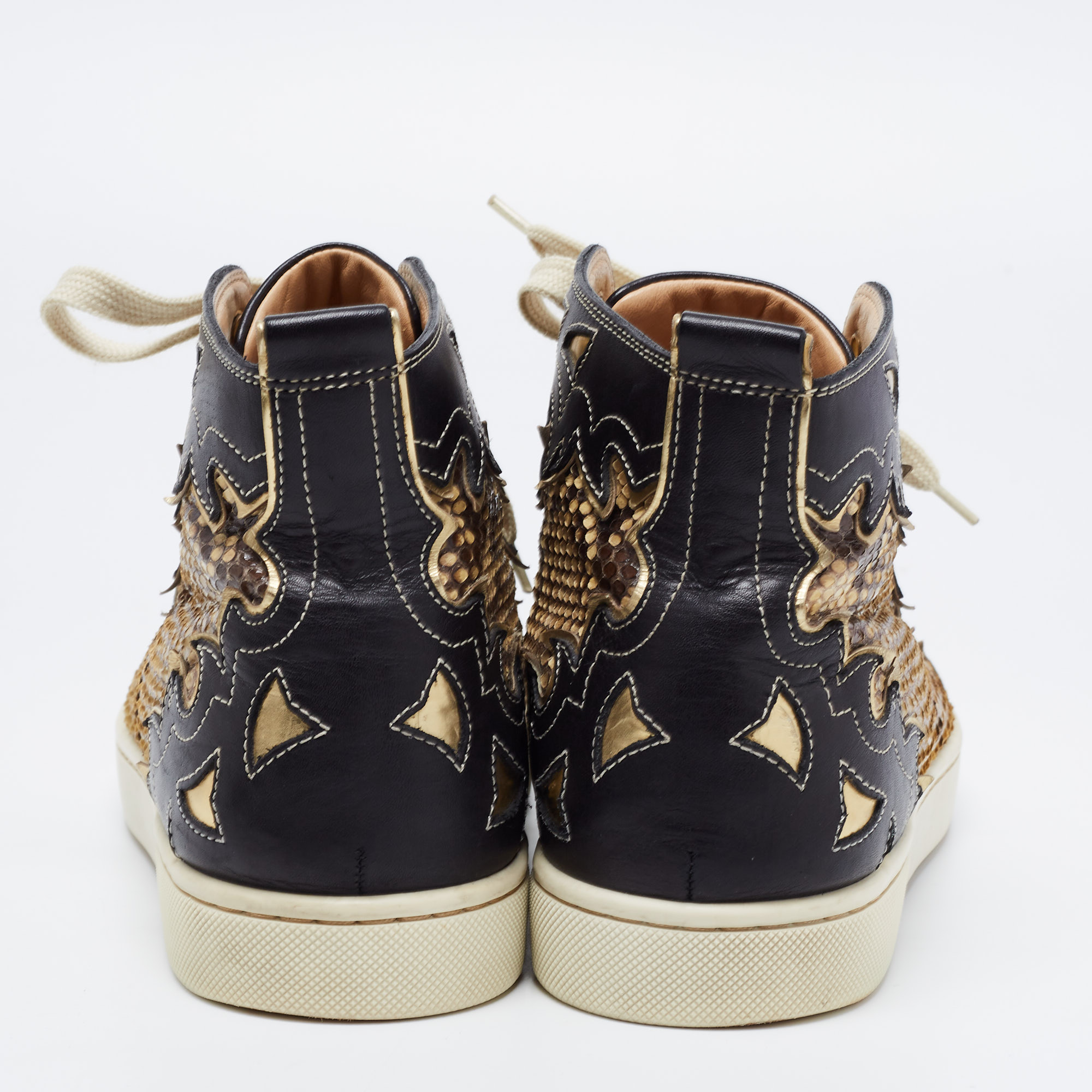 Christian Louboutin Tricolor Leather and Python Rantus Orlato High Top Sneakers Size 39.5 