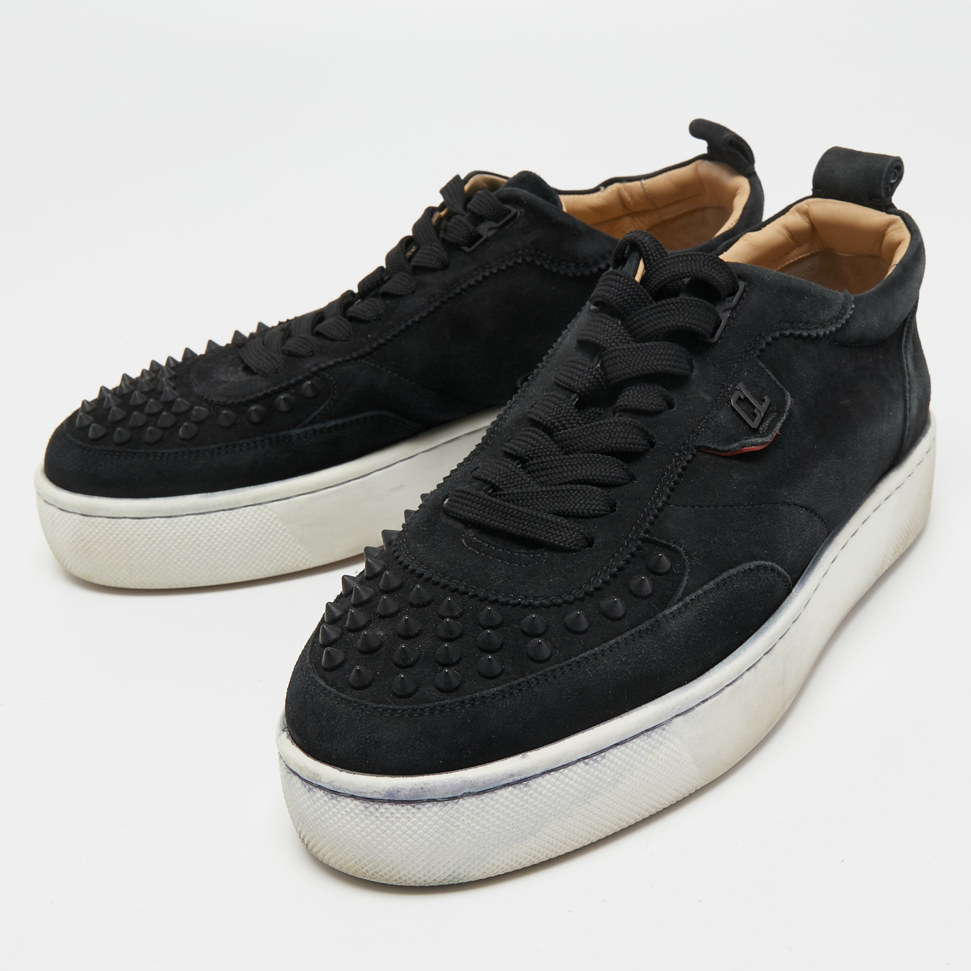 

Christian Louboutin Black Suede Happyrui Spike Sneakers Size