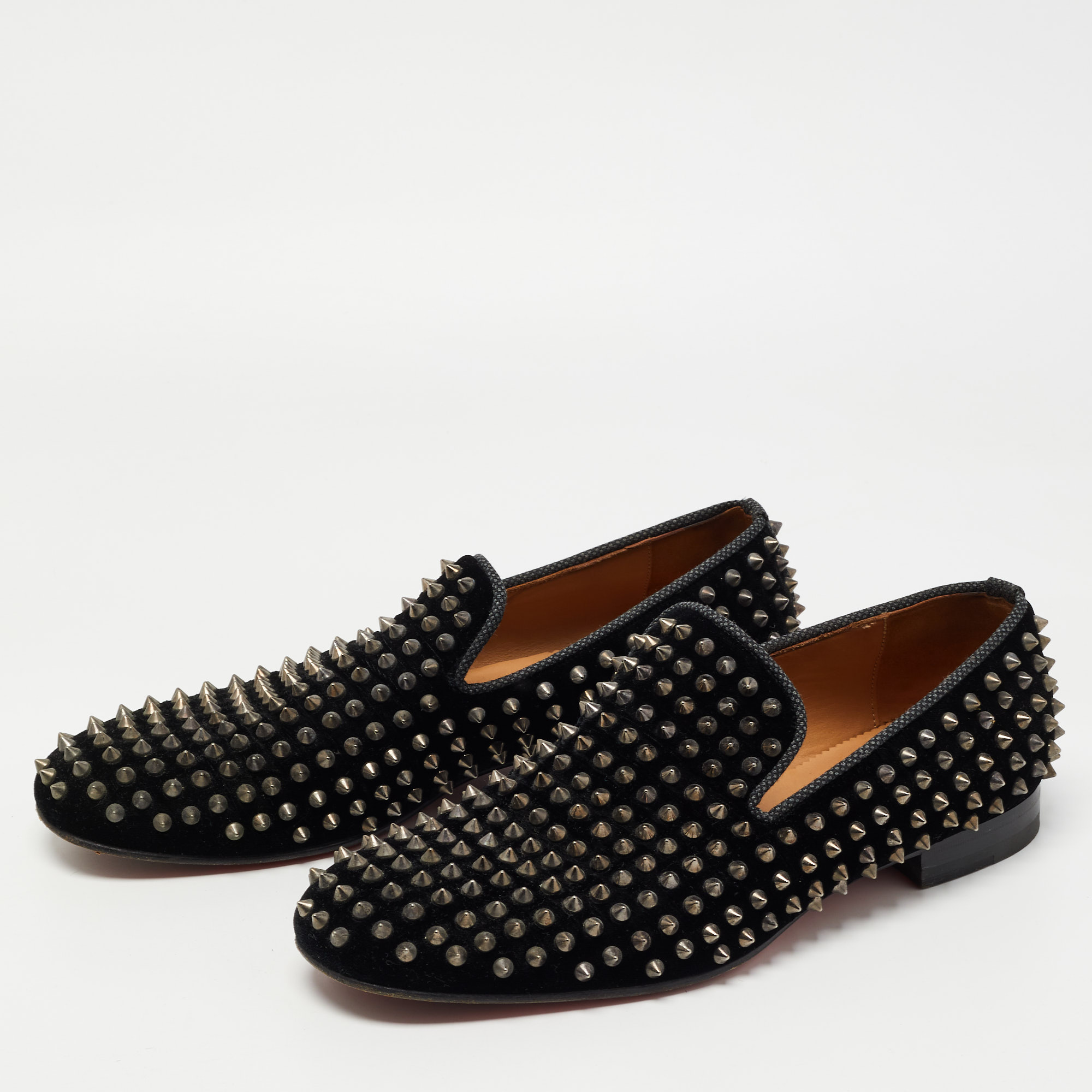 

Christian Louboutin Black Velvet Dandelion Spike Loafers Size