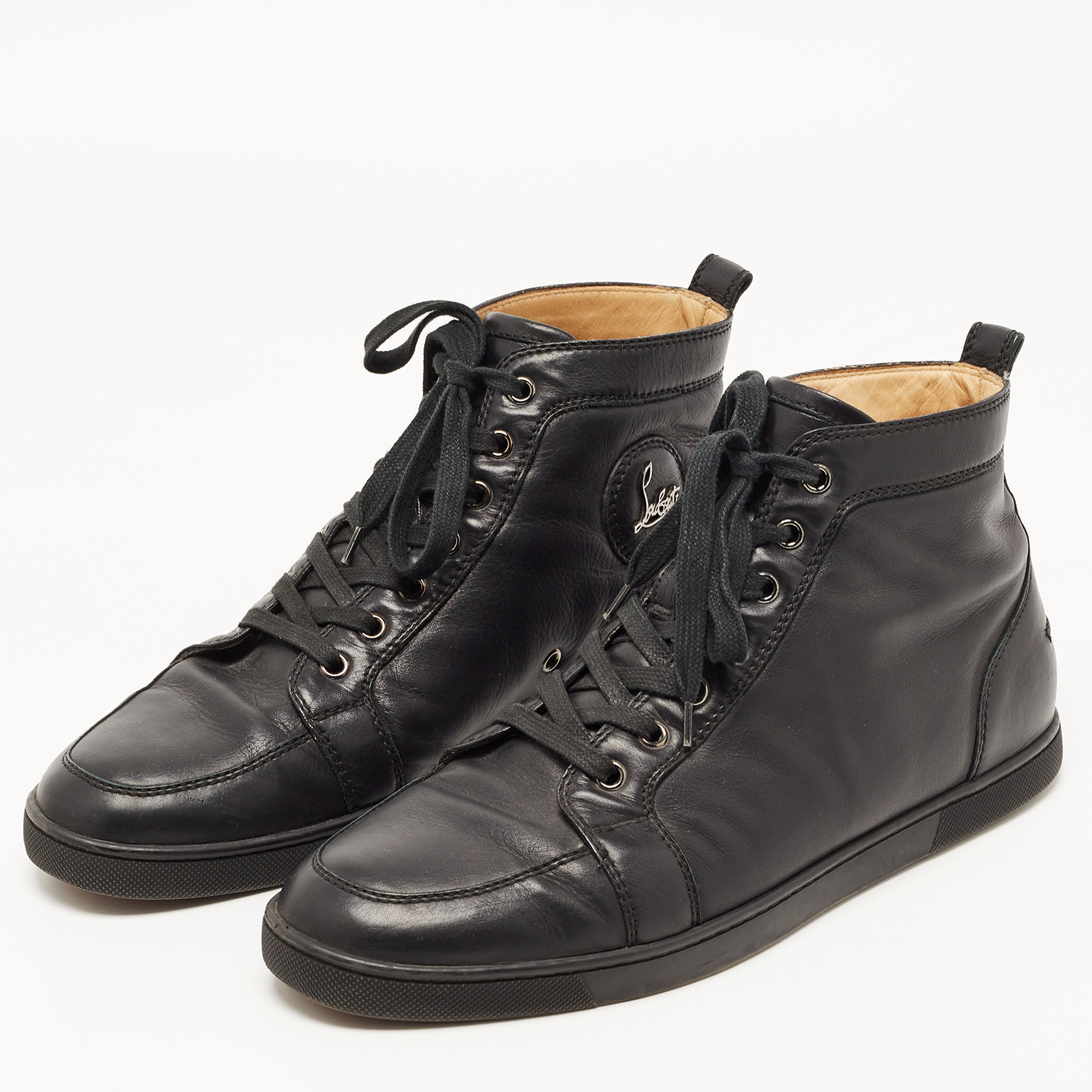 

Christian Louboutin Black Leather Rantus Orlato High Top Sneakers Size