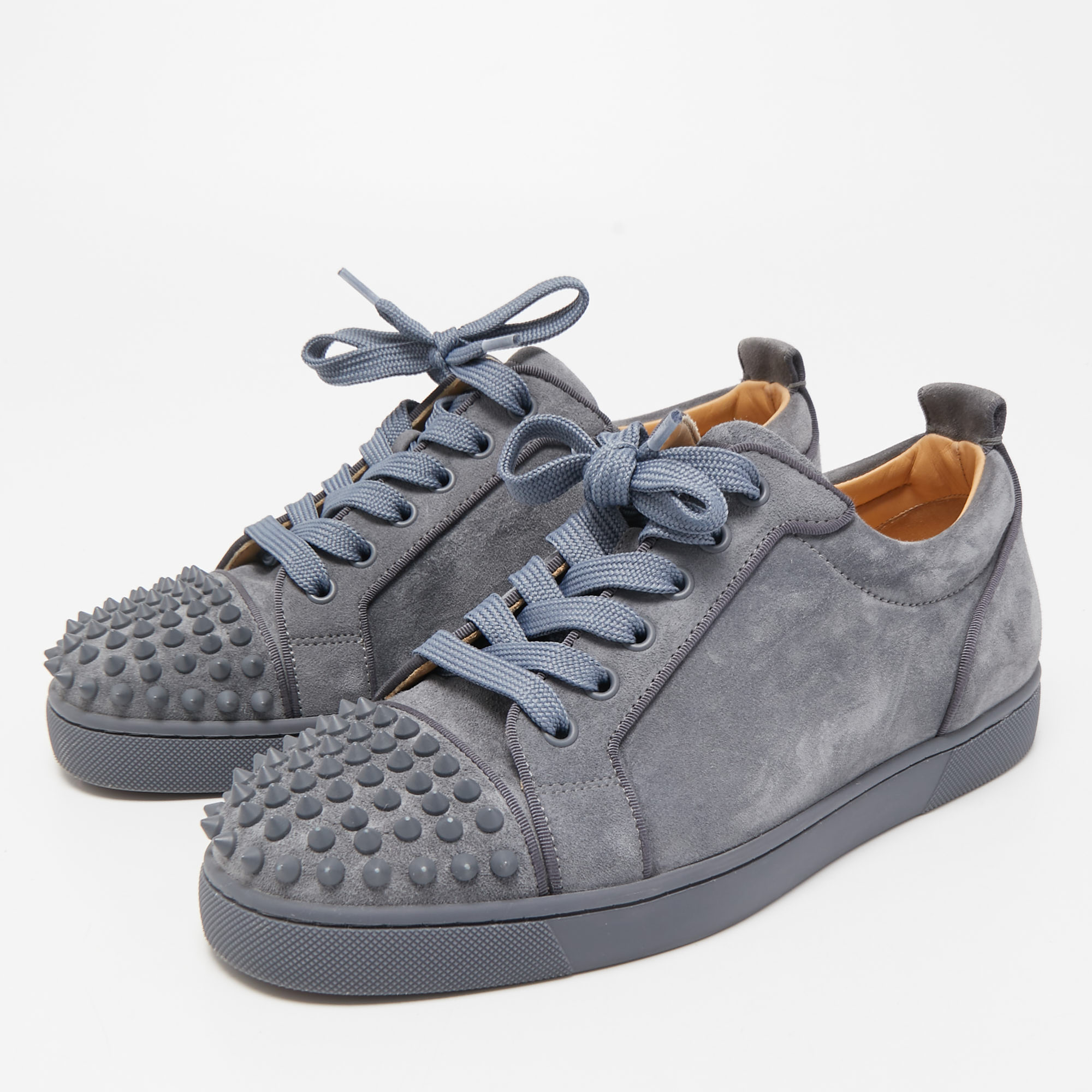 

Christian Louboutin Grey Suede Louis Junior Spike Low Top Sneakers Size, Blue
