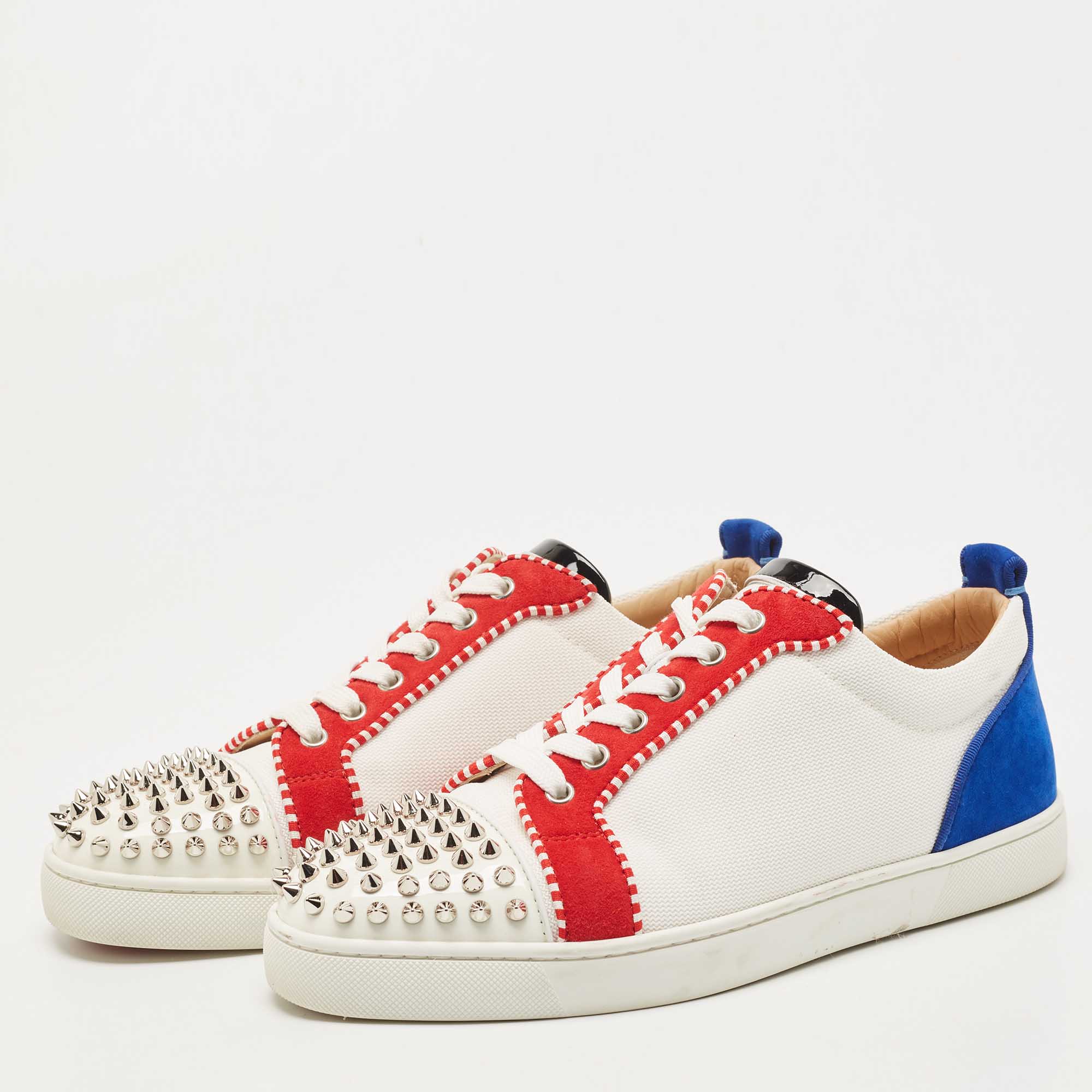 

Christian Louboutin Multicolor Suede And Canvas Spiked Orlato Low Top Sneakers Size