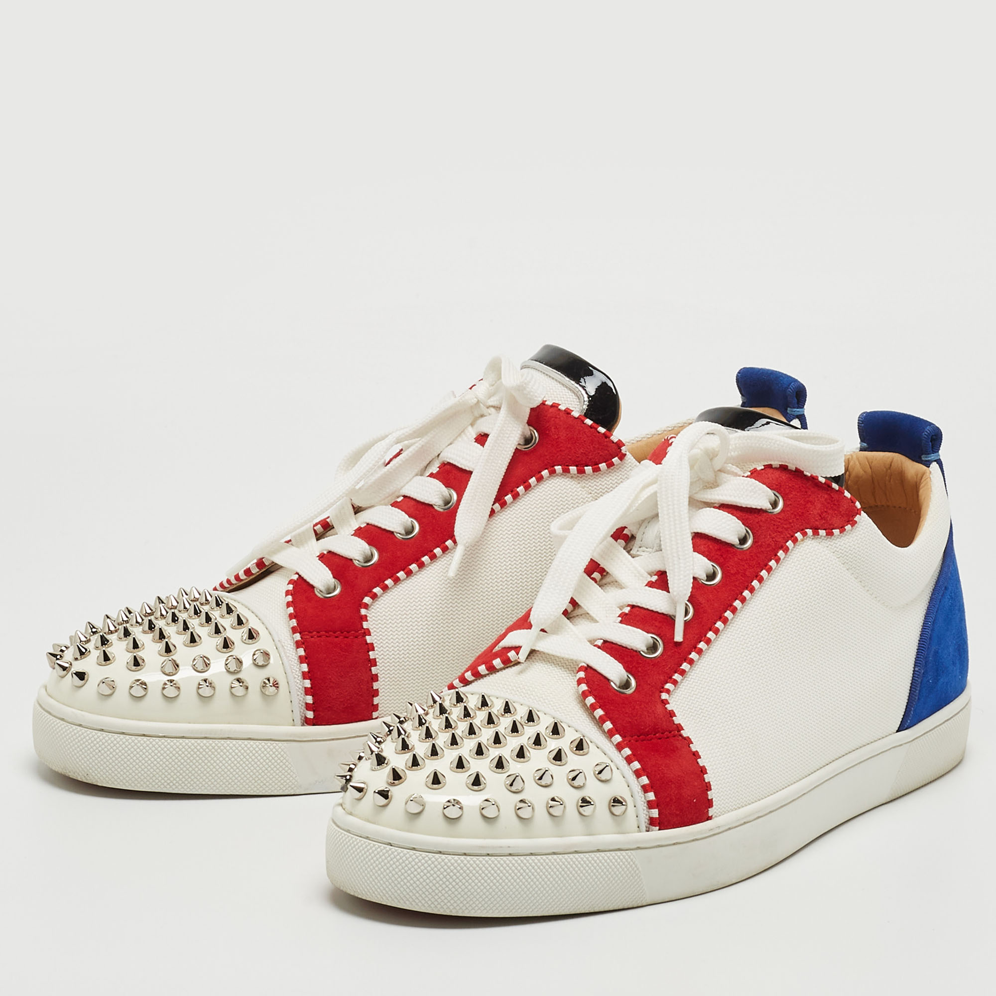

Christian Louboutin Multicolor Suede and Patent Louis Junior Spikes Sneakers Size