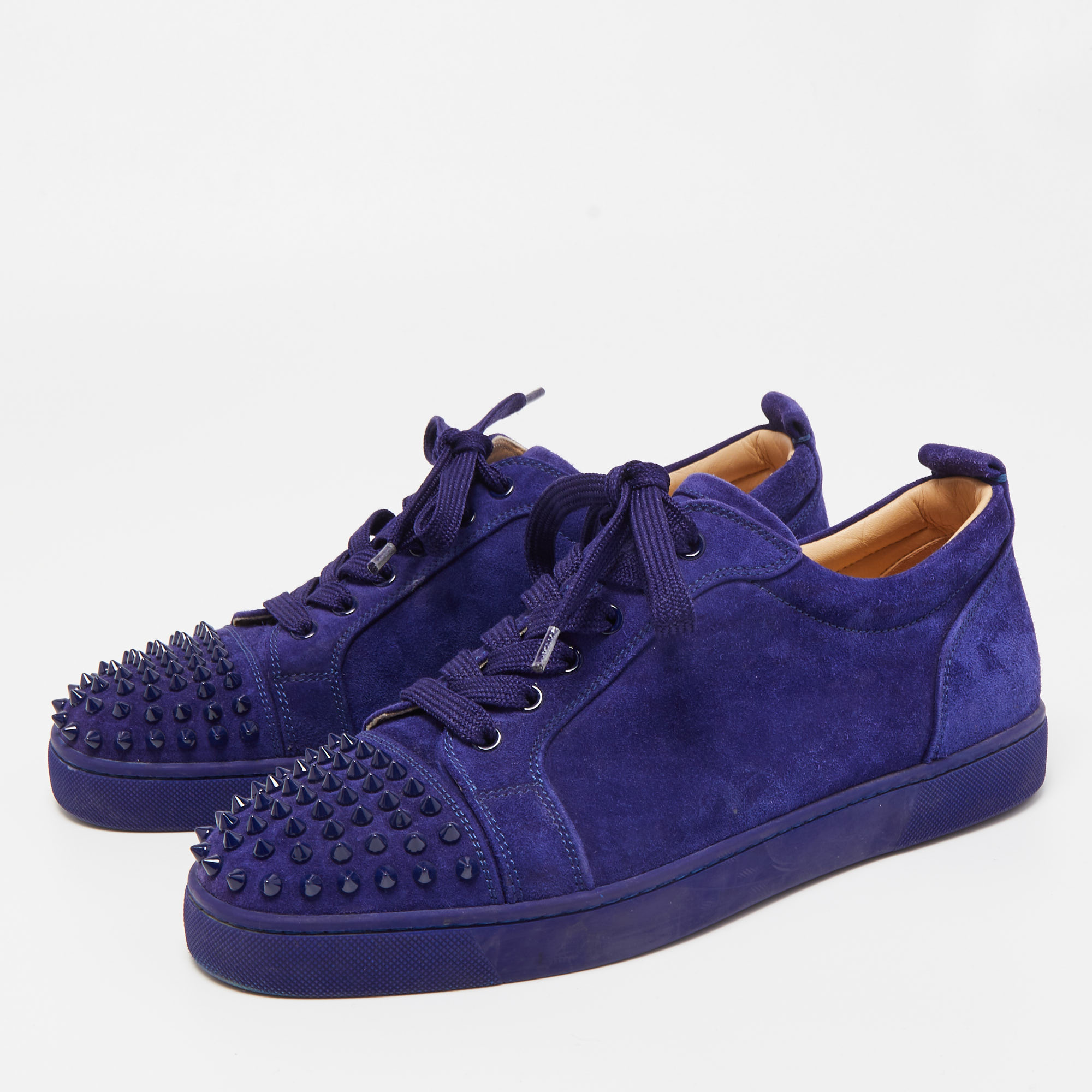 

Christian Louboutin Blue Suede Louis Junior Spikes Sneakers Size