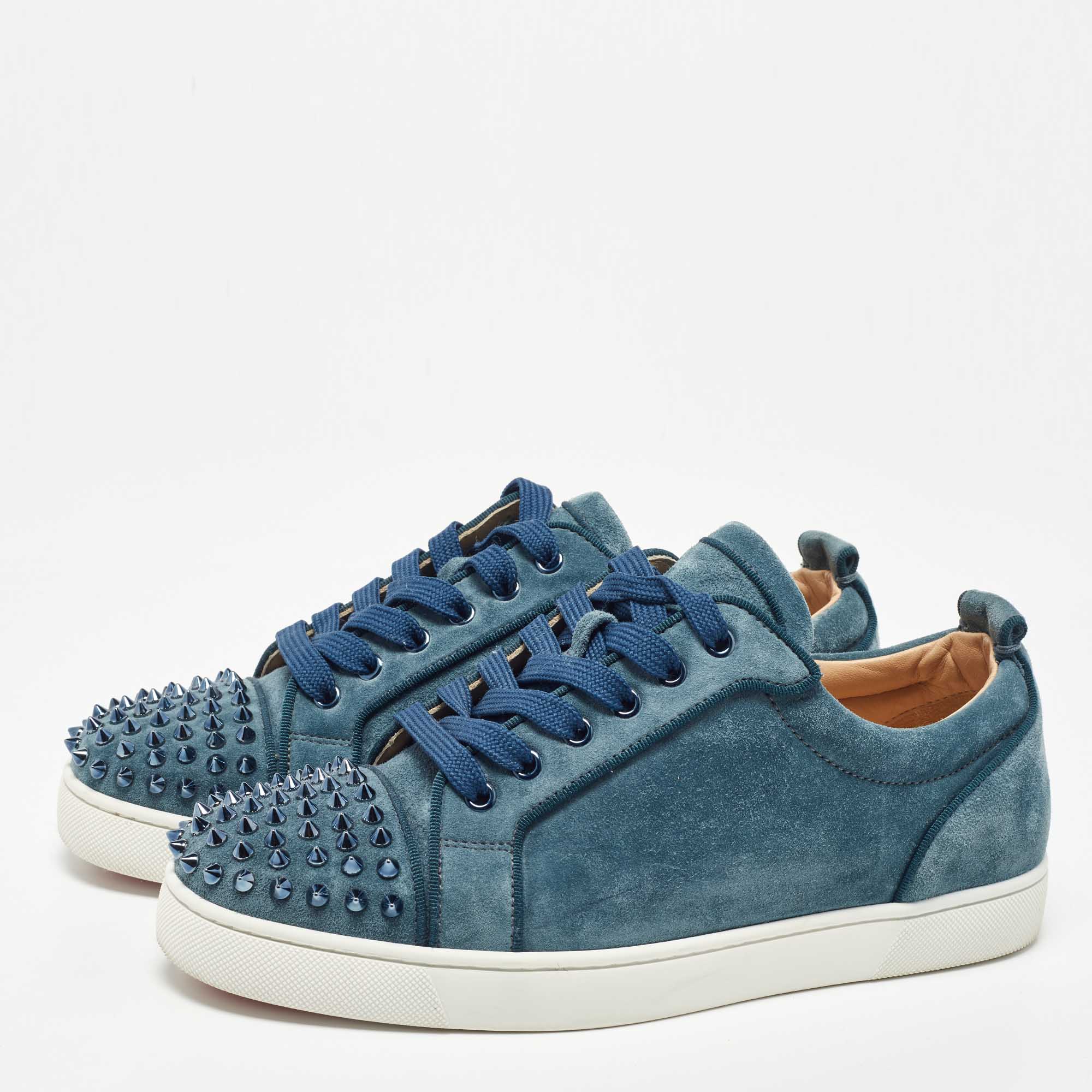 

Christian Louboutin Blue Suede Louis junior Spike Low Top Sneakers Size