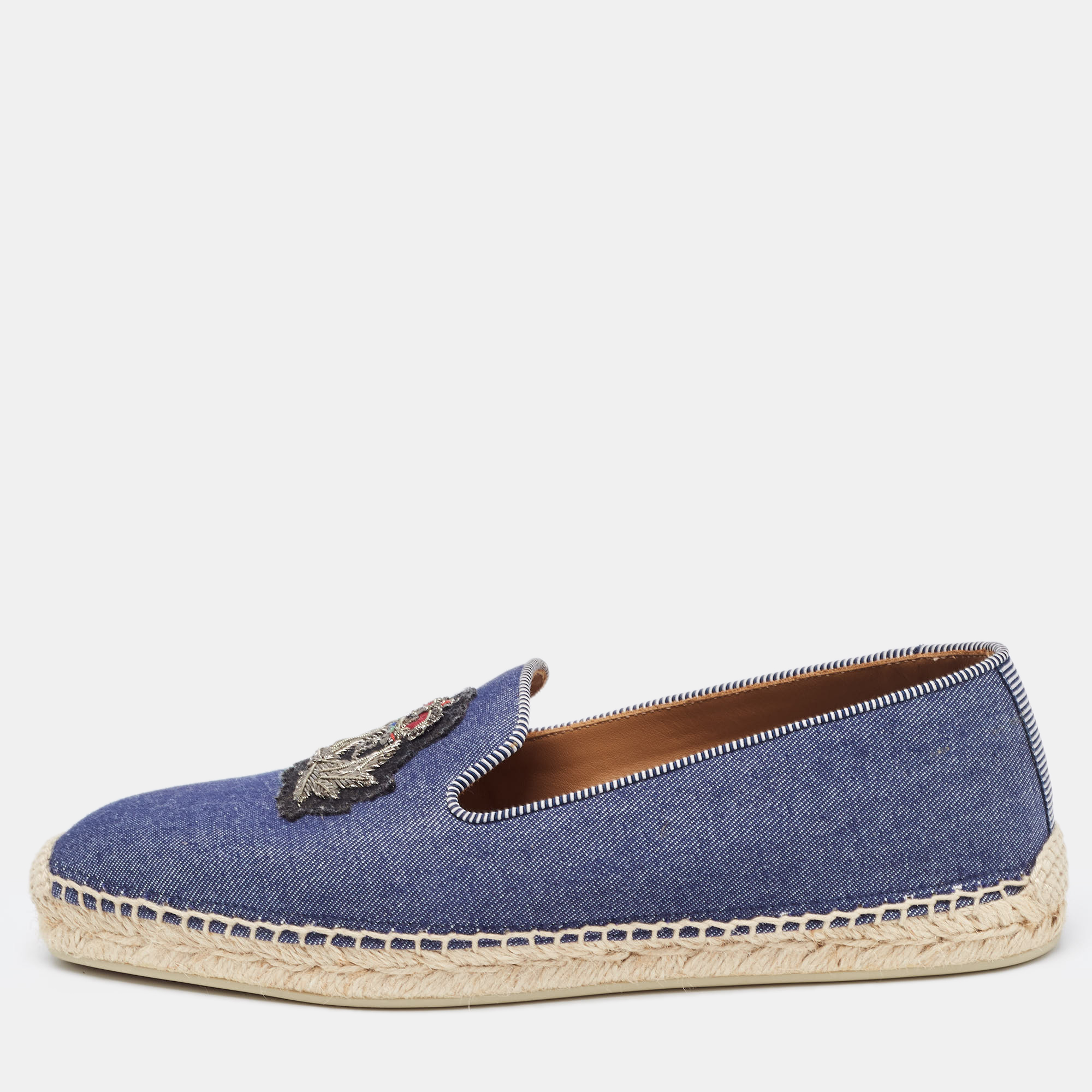 Pre-owned Christian Louboutin Blue Denim Slip On Espadrille Size 39