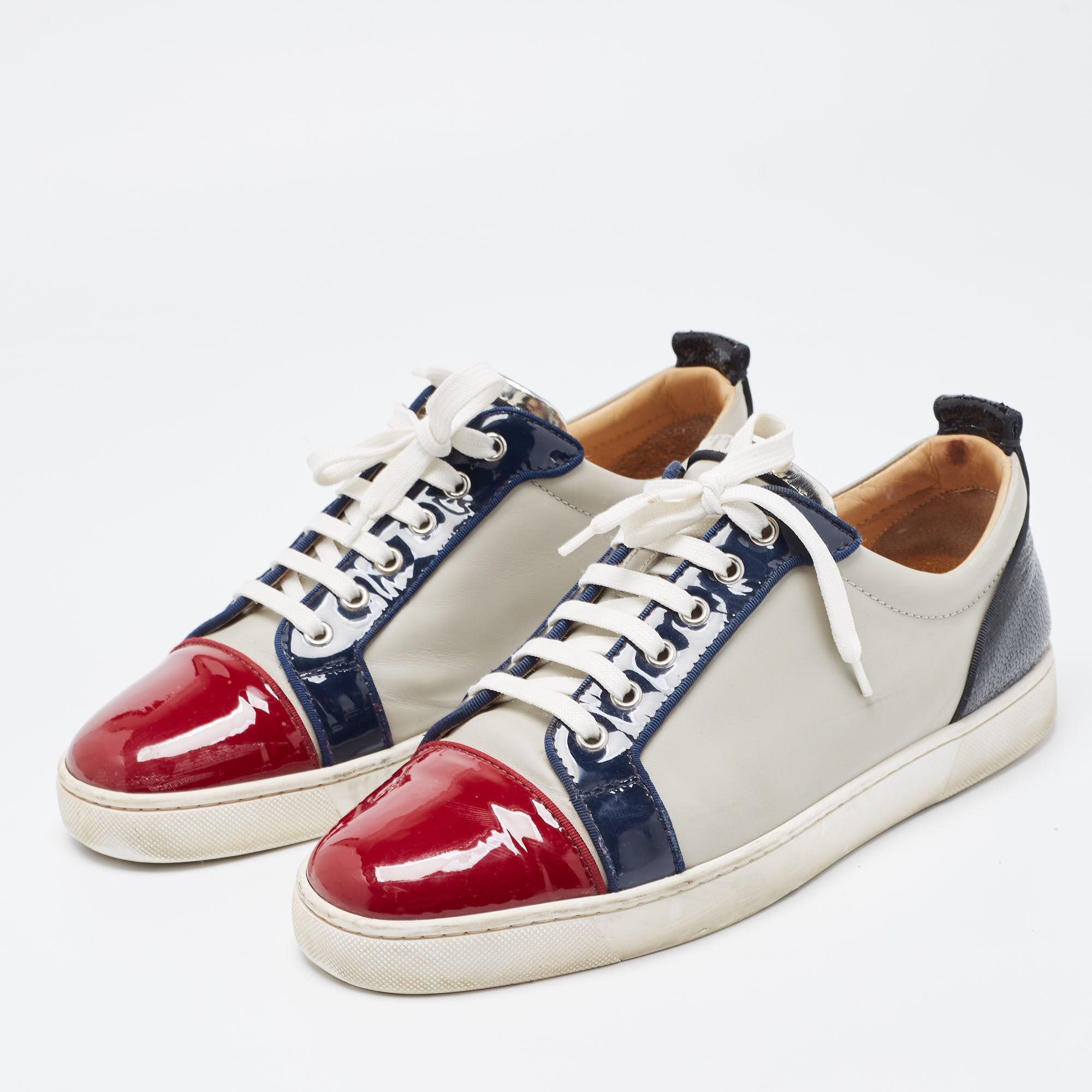 

Christian Louboutin Multicolor Leather Louis Low Top Sneakers Size