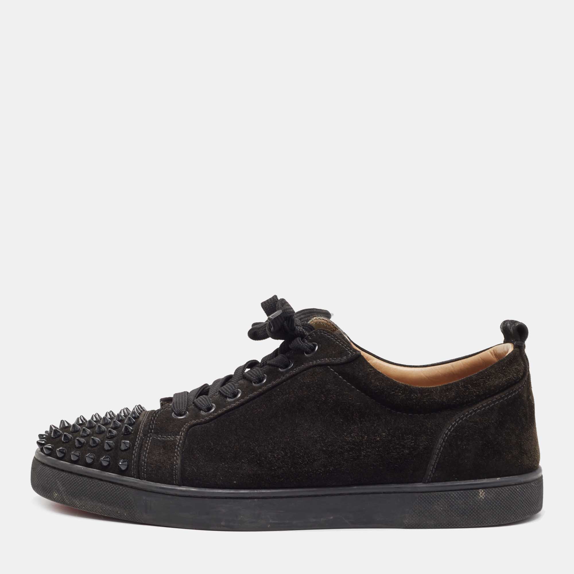  Christian Louboutin Men's Lou Spikes Black Canvas High Top  Sneakers (us_Footwear_Size_System, Adult, Men, Numeric, Medium, Numeric_6)