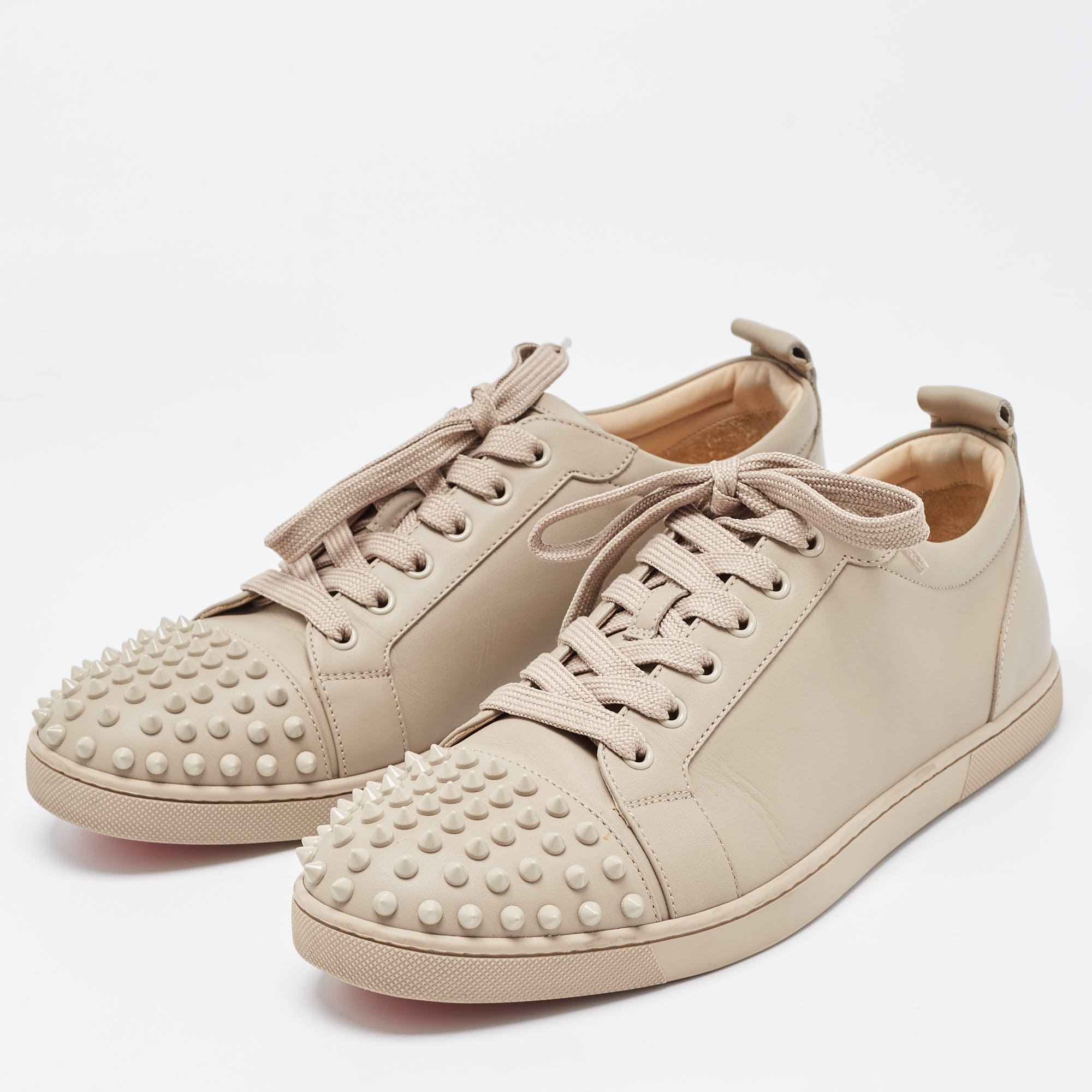 

Louboutin Beige Leather Louis Junior Spike Sneakers Size