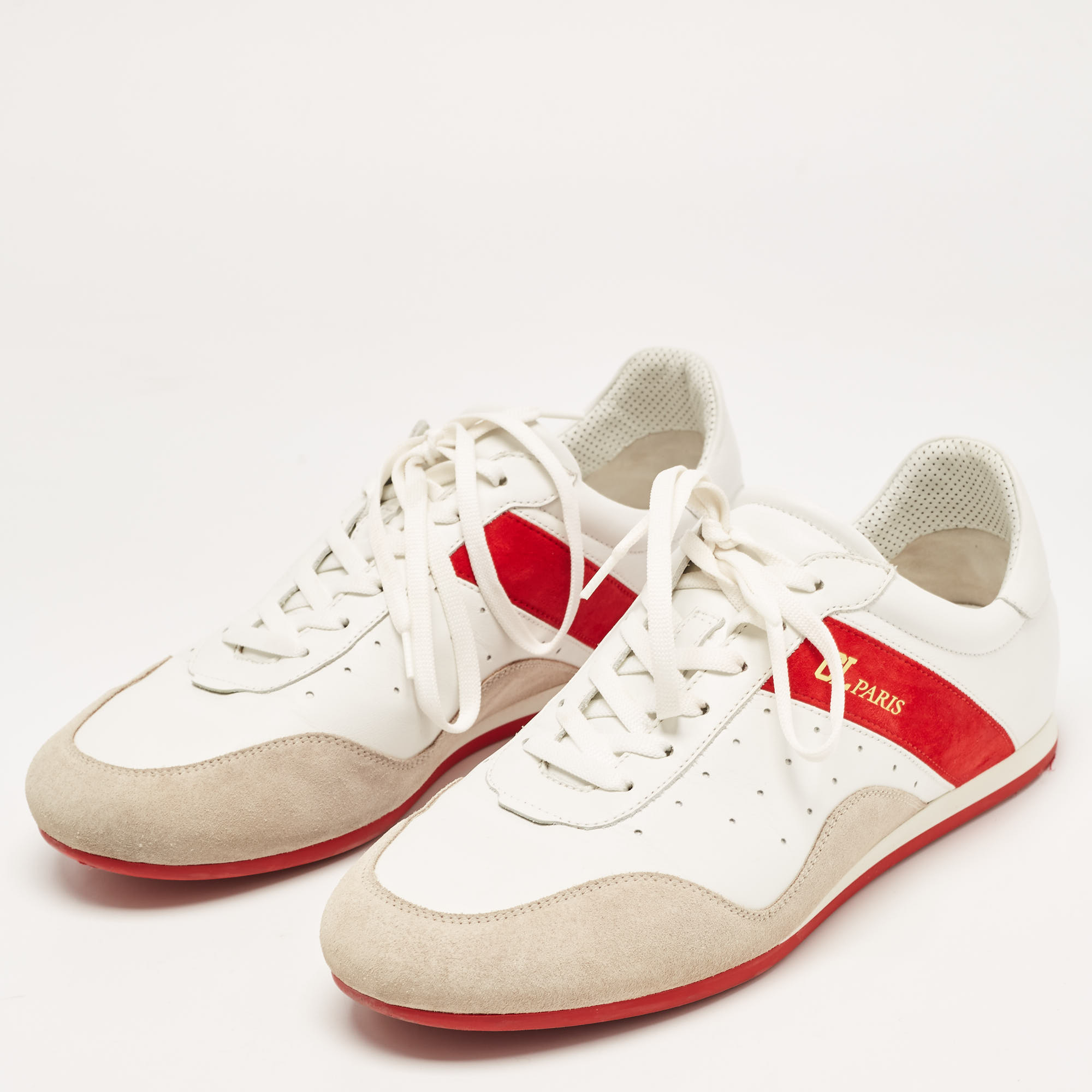 

Christian Louboutin Tricolor Leather and Suede My K Low Sneakers Size, White